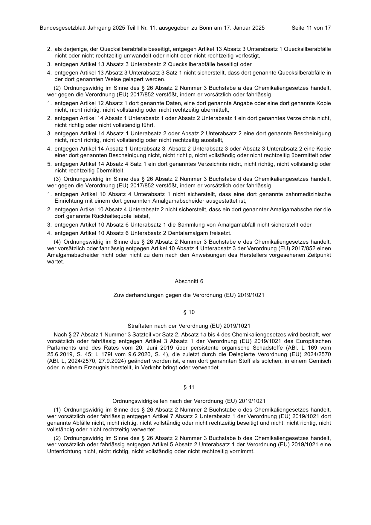 BGBl. 2025, Seite 11 — Originalseite als Abbildung