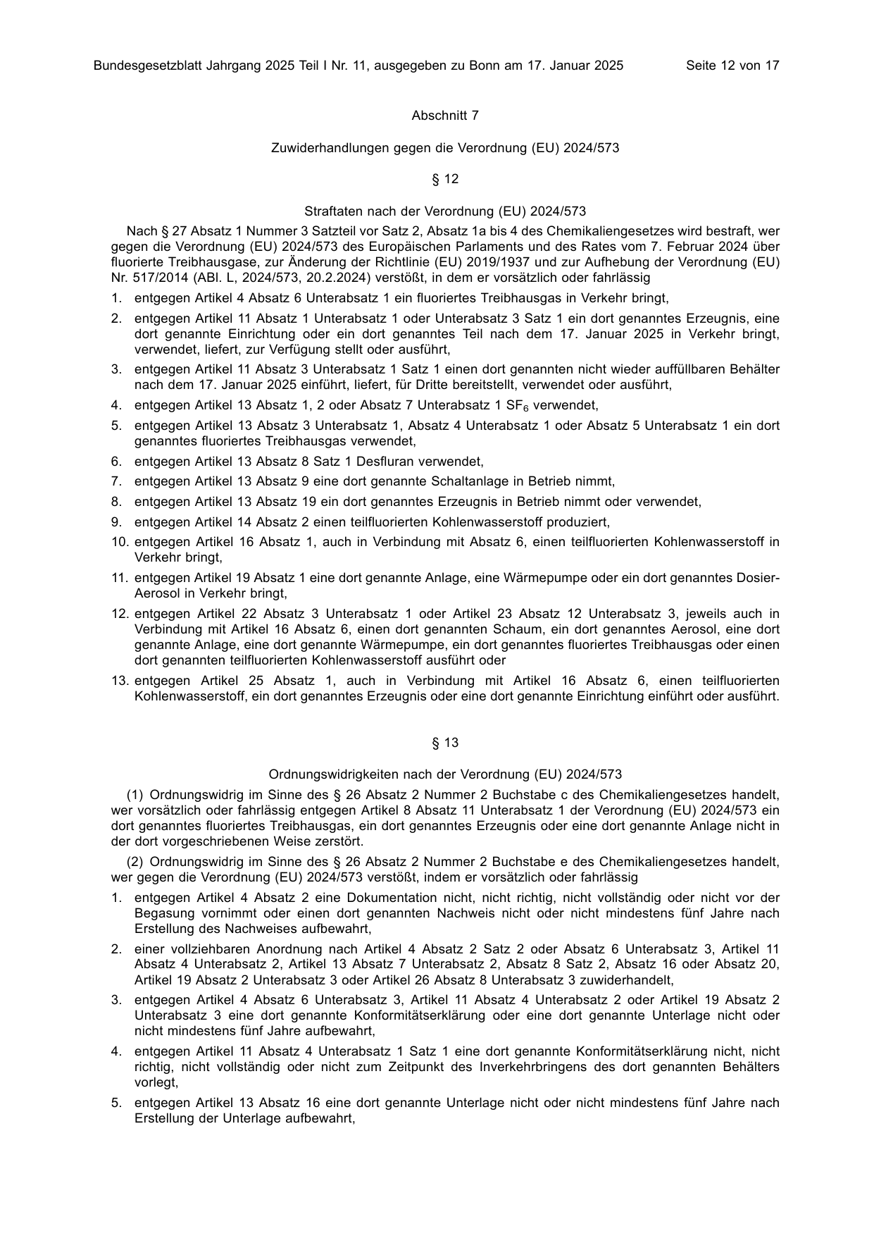 BGBl. 2025, Seite 12 — Originalseite als Abbildung
