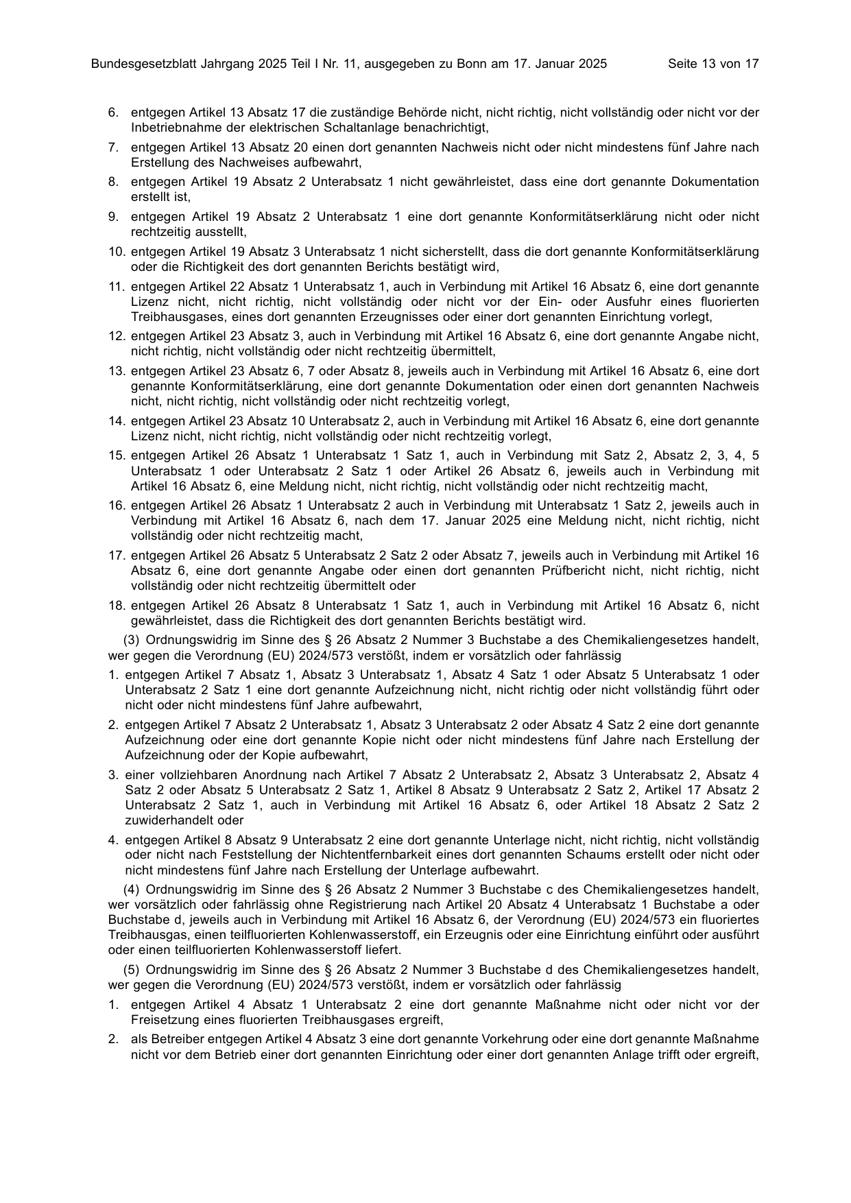 BGBl. 2025, Seite 13 — Originalseite als Abbildung