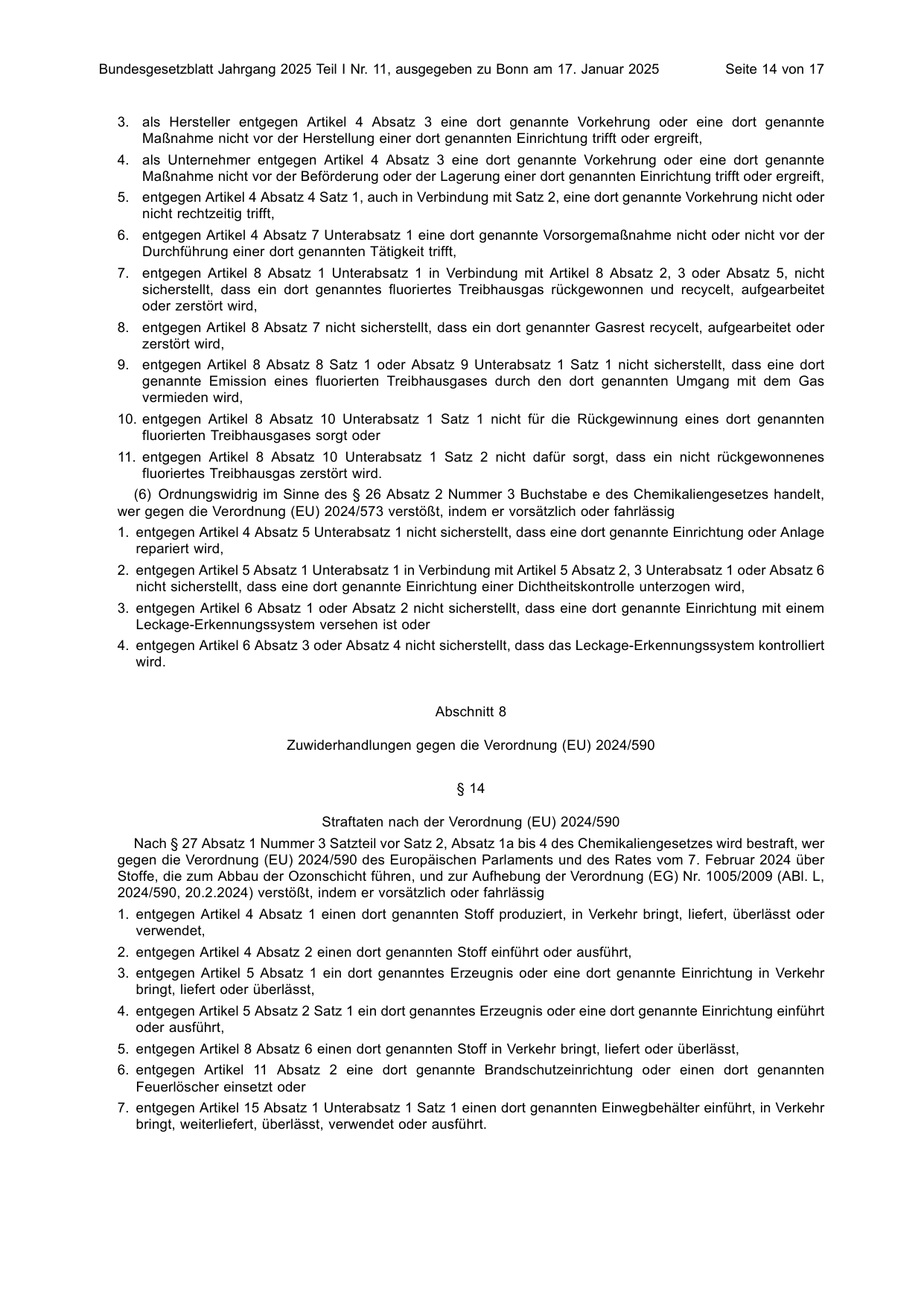 BGBl. 2025, Seite 14 — Originalseite als Abbildung
