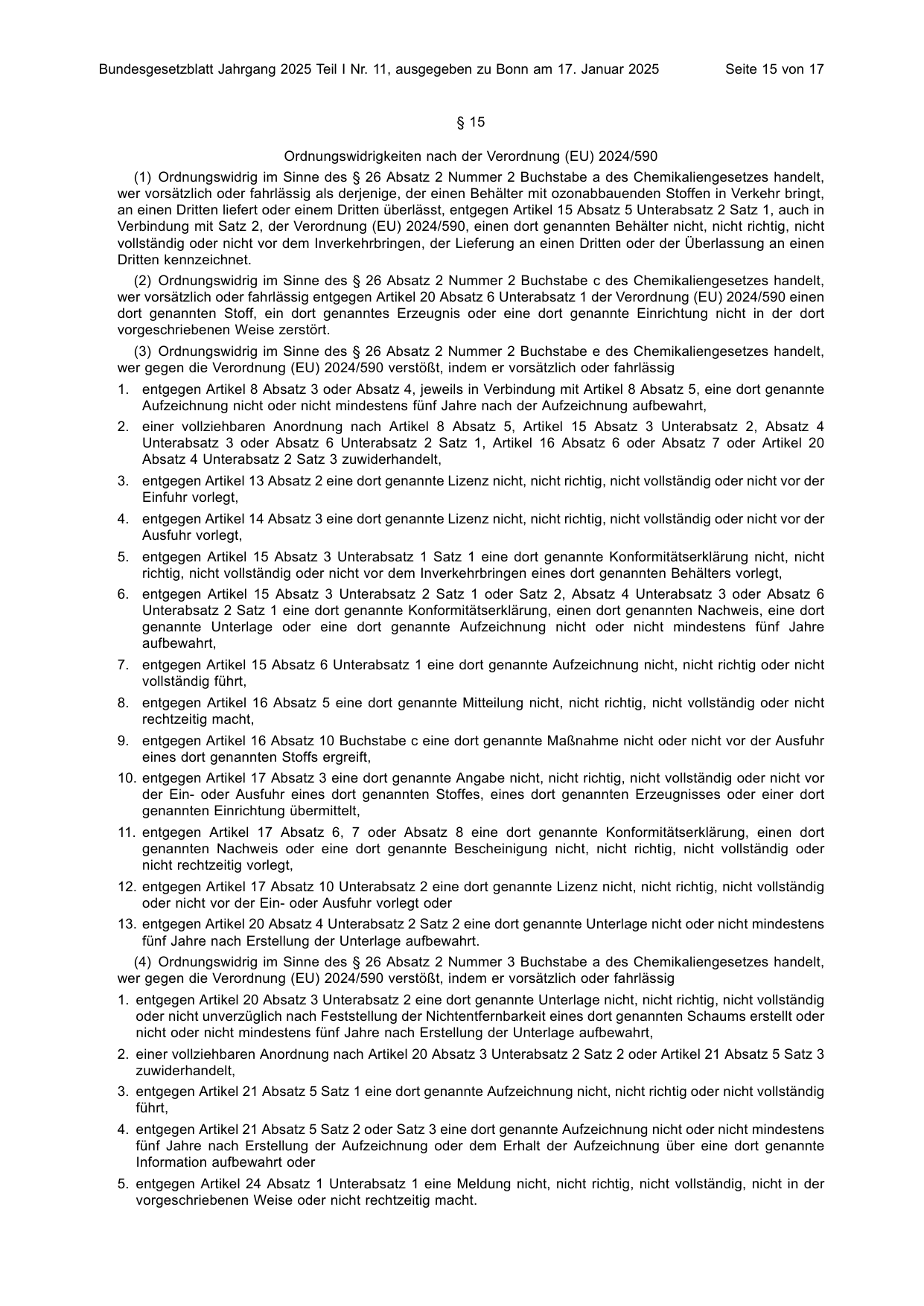 BGBl. 2025, Seite 15 — Originalseite als Abbildung