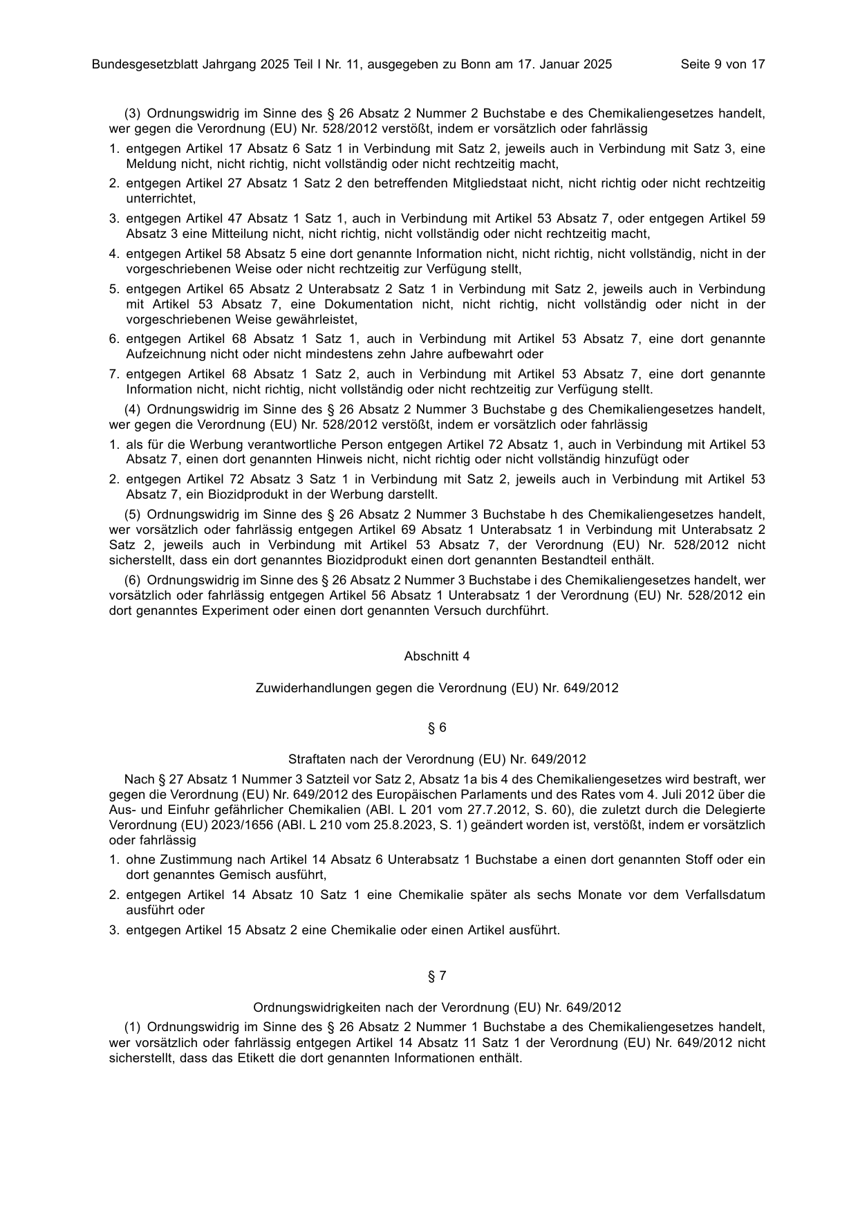 BGBl. 2025, Seite 9 — Originalseite als Abbildung