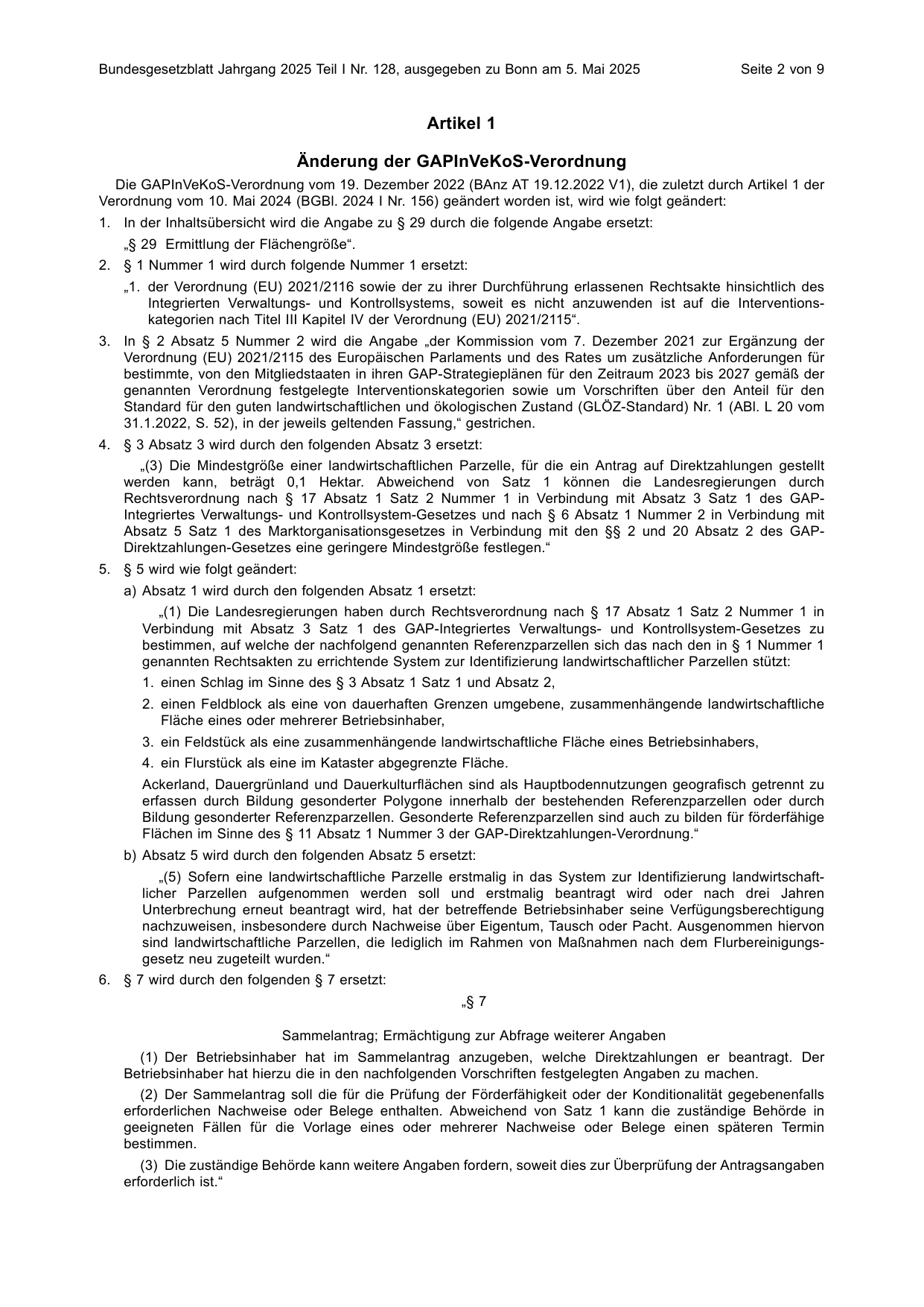 BGBl. 2025, Seite 2 — Originalseite als Abbildung