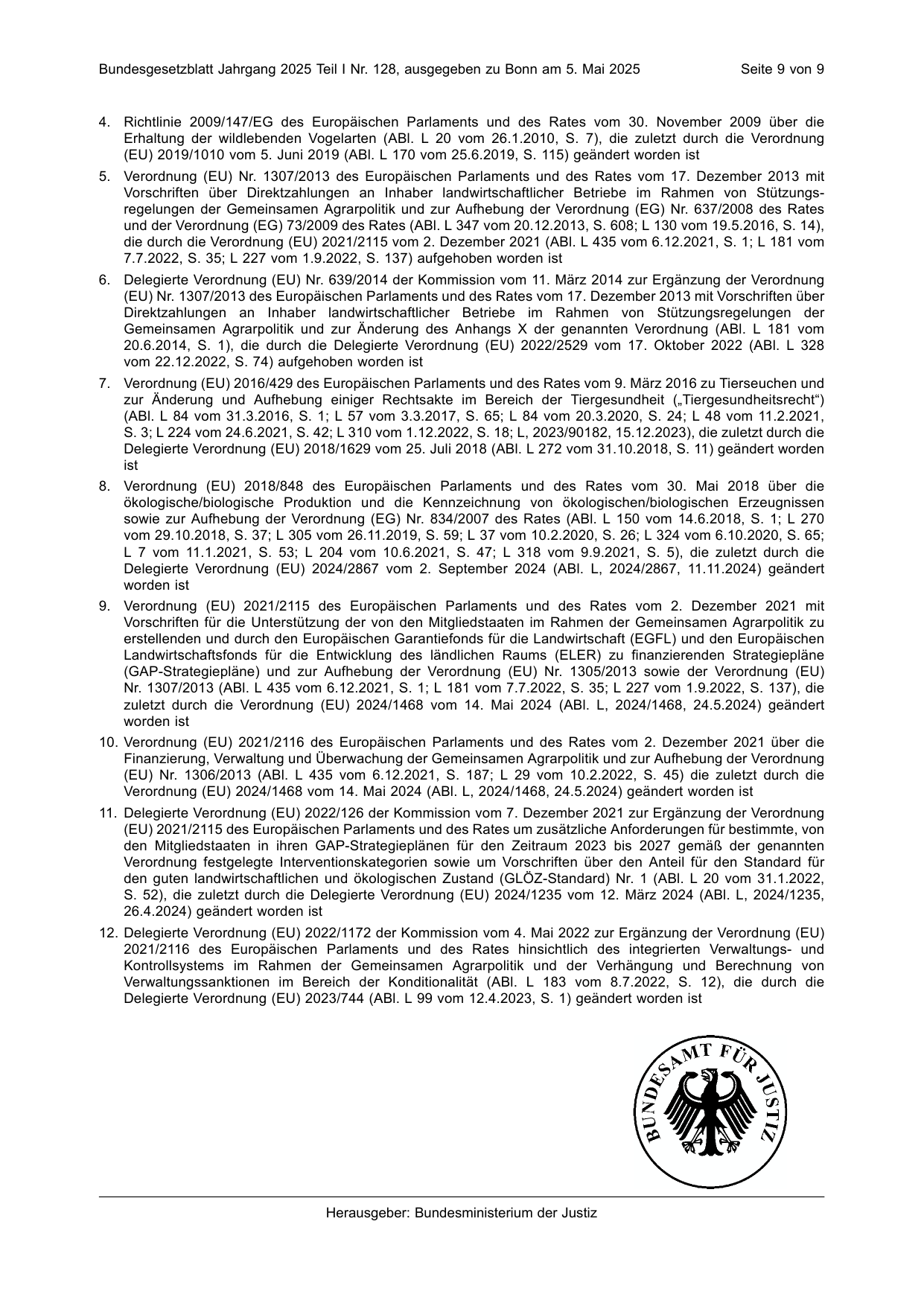 BGBl. 2025, Seite 9 — Originalseite als Abbildung