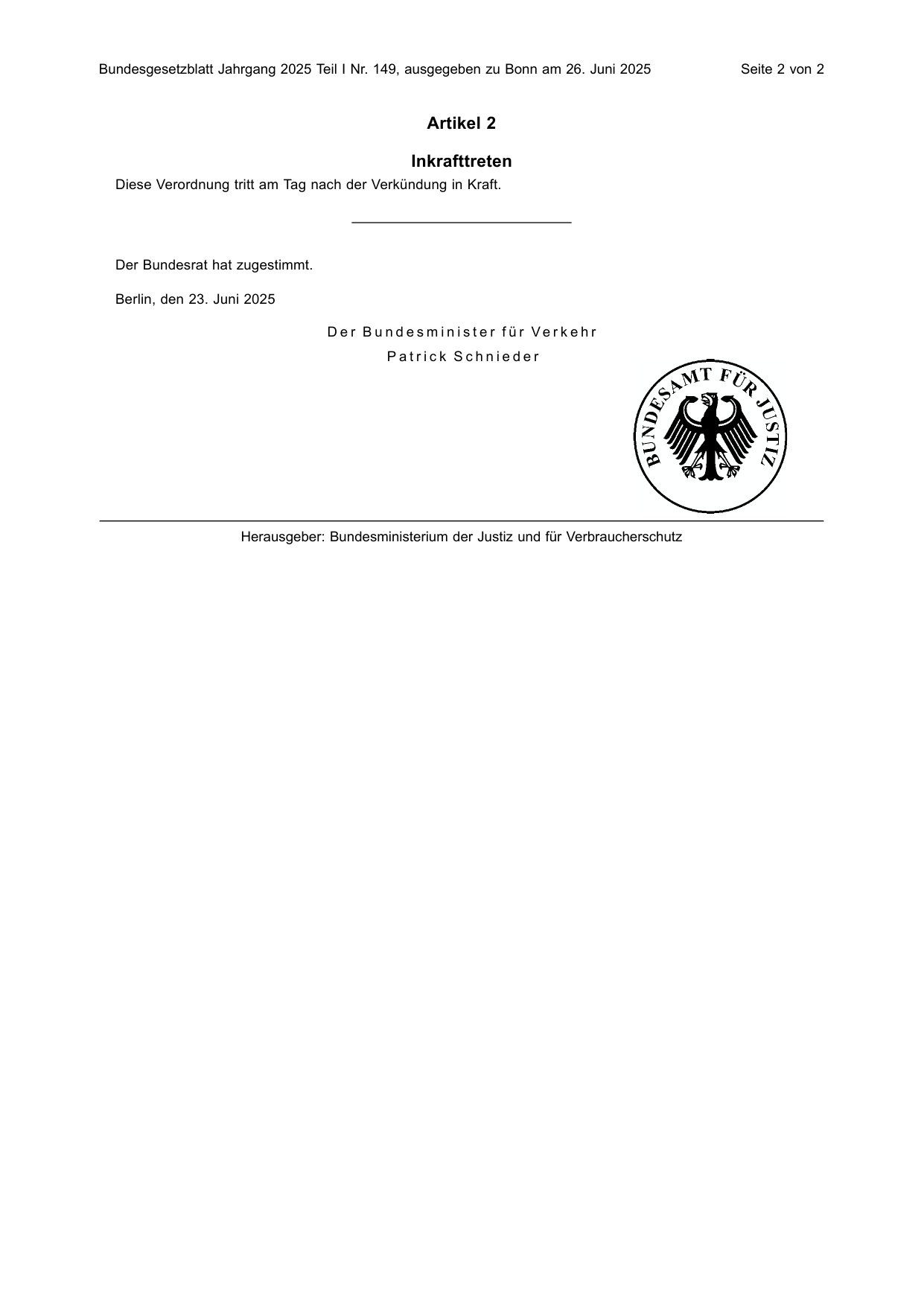 BGBl. 2025, Seite 2 — Originalseite als Abbildung