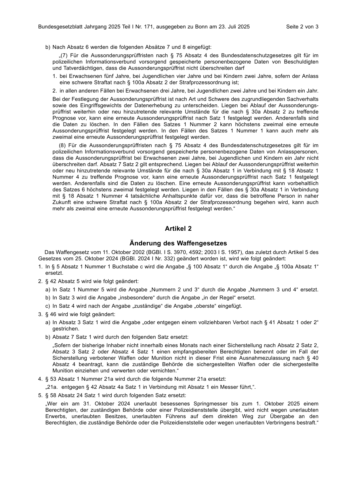 BGBl. 2025, Seite 2 — Originalseite als Abbildung