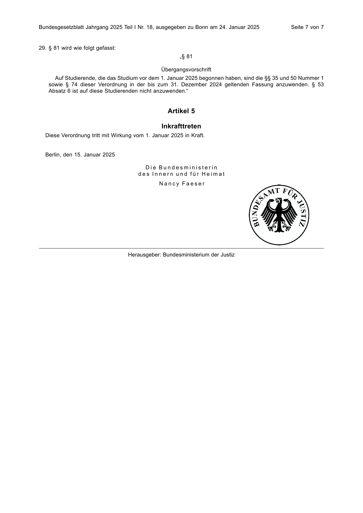 BGBl. 2025, Seite 7 — Originalseite als Abbildung