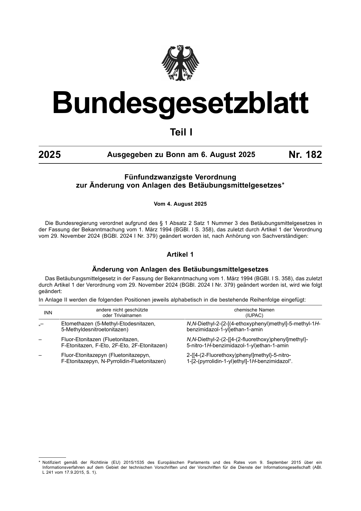 BGBl. 2025, Seite 1 — Originalseite als Abbildung
