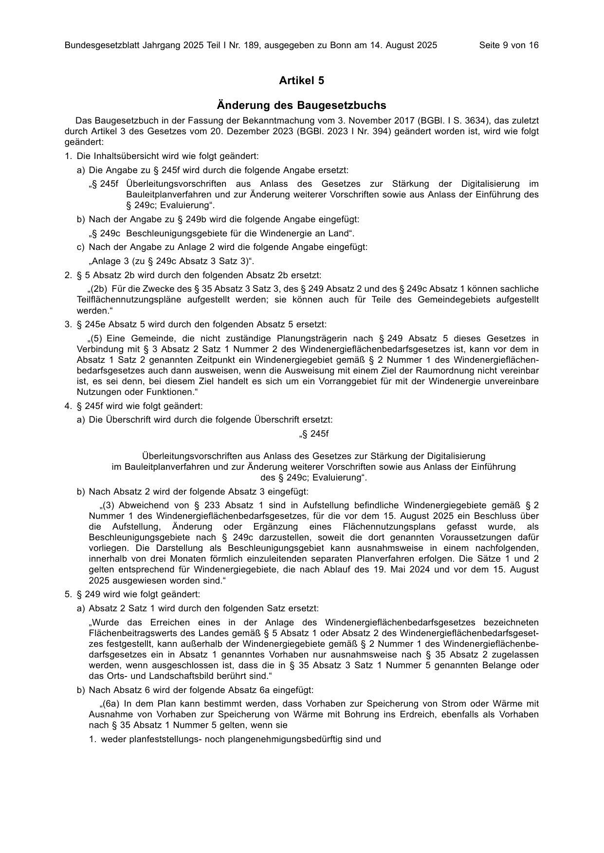 BGBl. 2025, Seite 9 — Originalseite als Abbildung