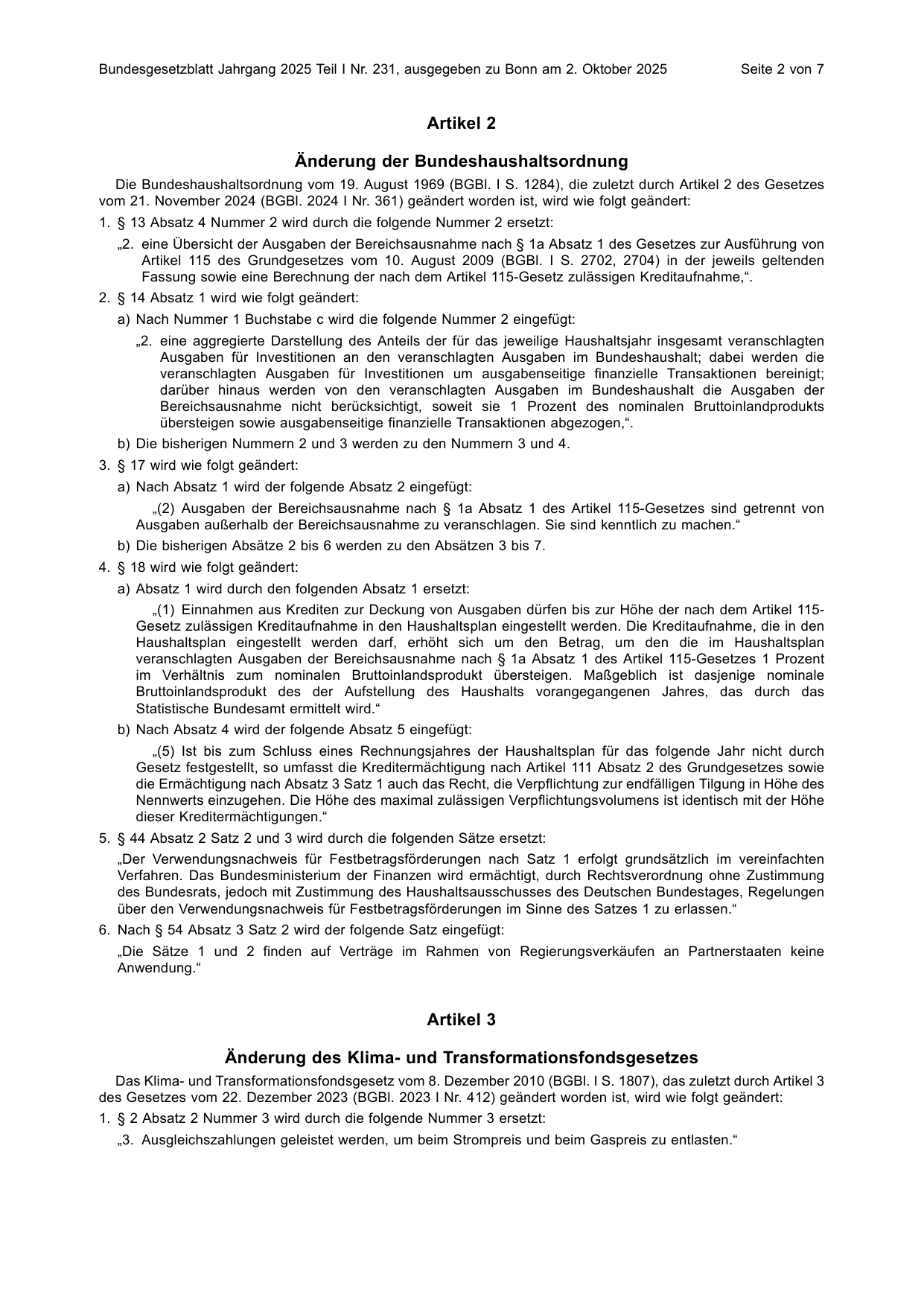 BGBl. 2025, Seite 2 — Originalseite als Abbildung