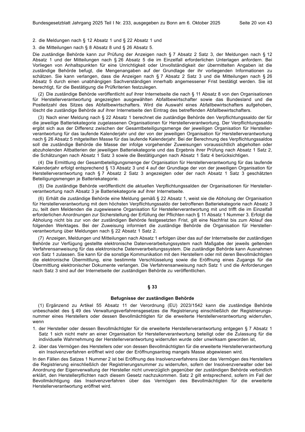 BGBl. 2025, Seite 20 — Originalseite als Abbildung