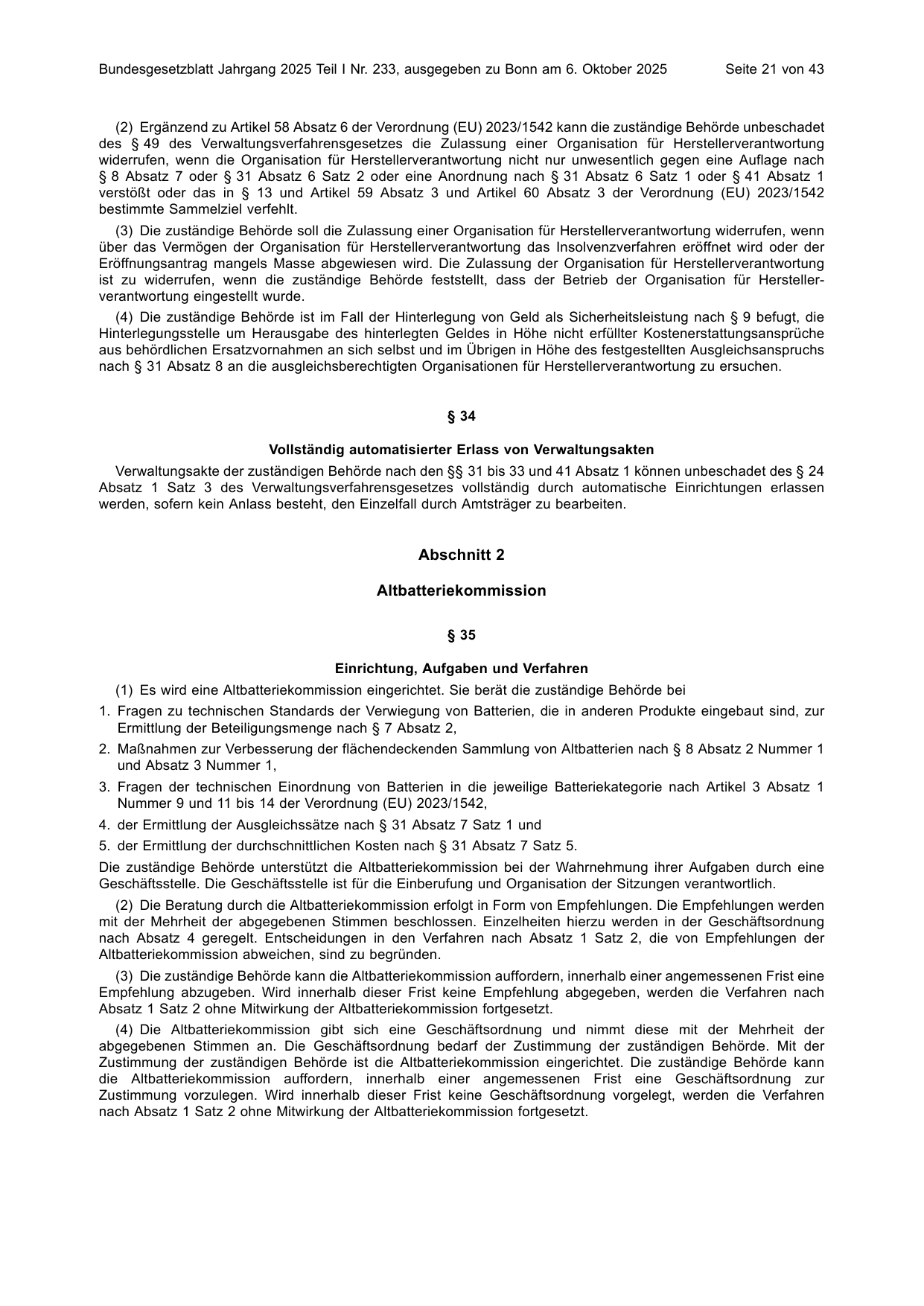 BGBl. 2025, Seite 21 — Originalseite als Abbildung