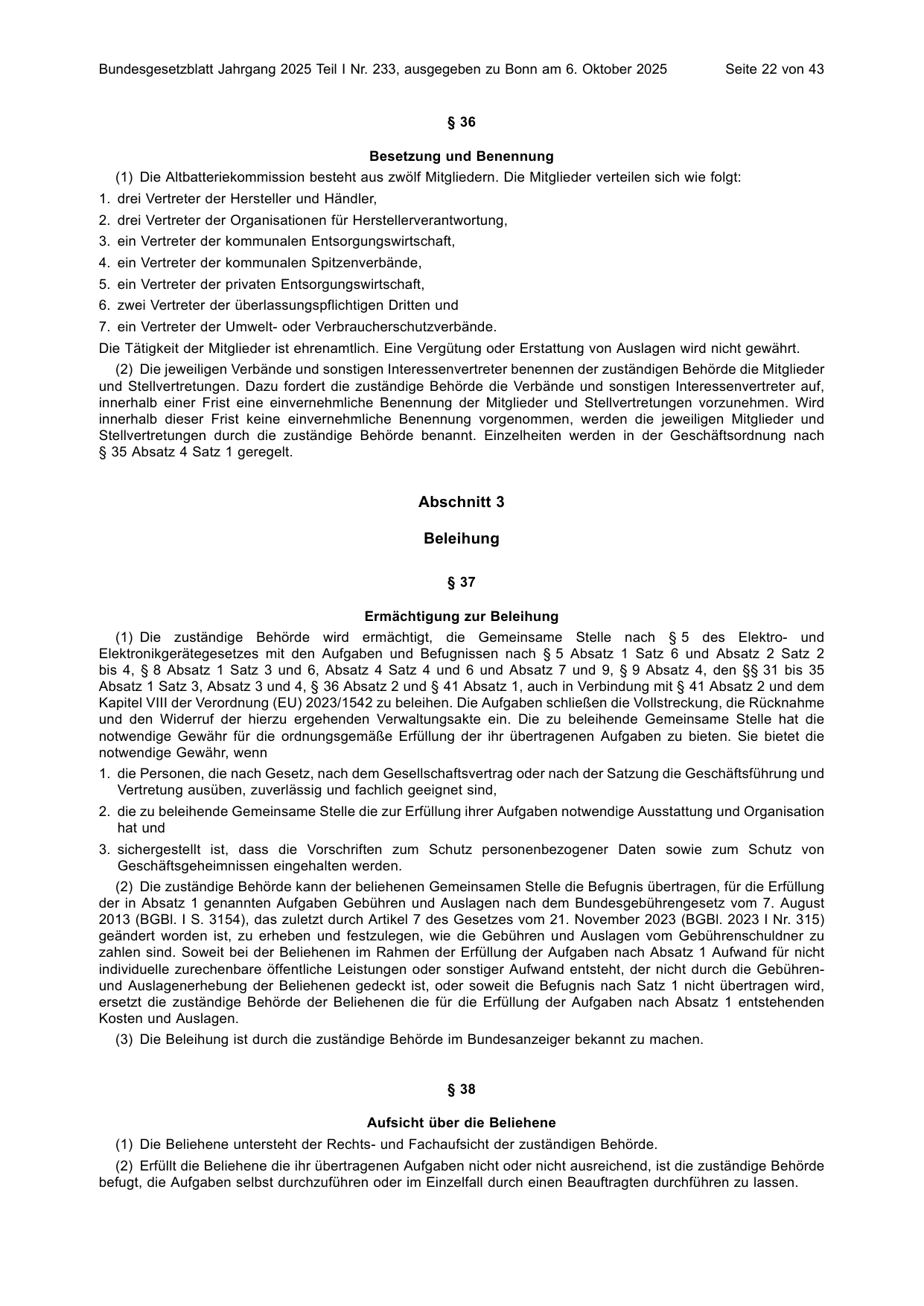 BGBl. 2025, Seite 22 — Originalseite als Abbildung