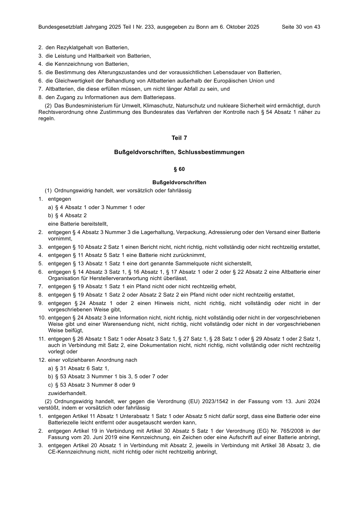 BGBl. 2025, Seite 30 — Originalseite als Abbildung