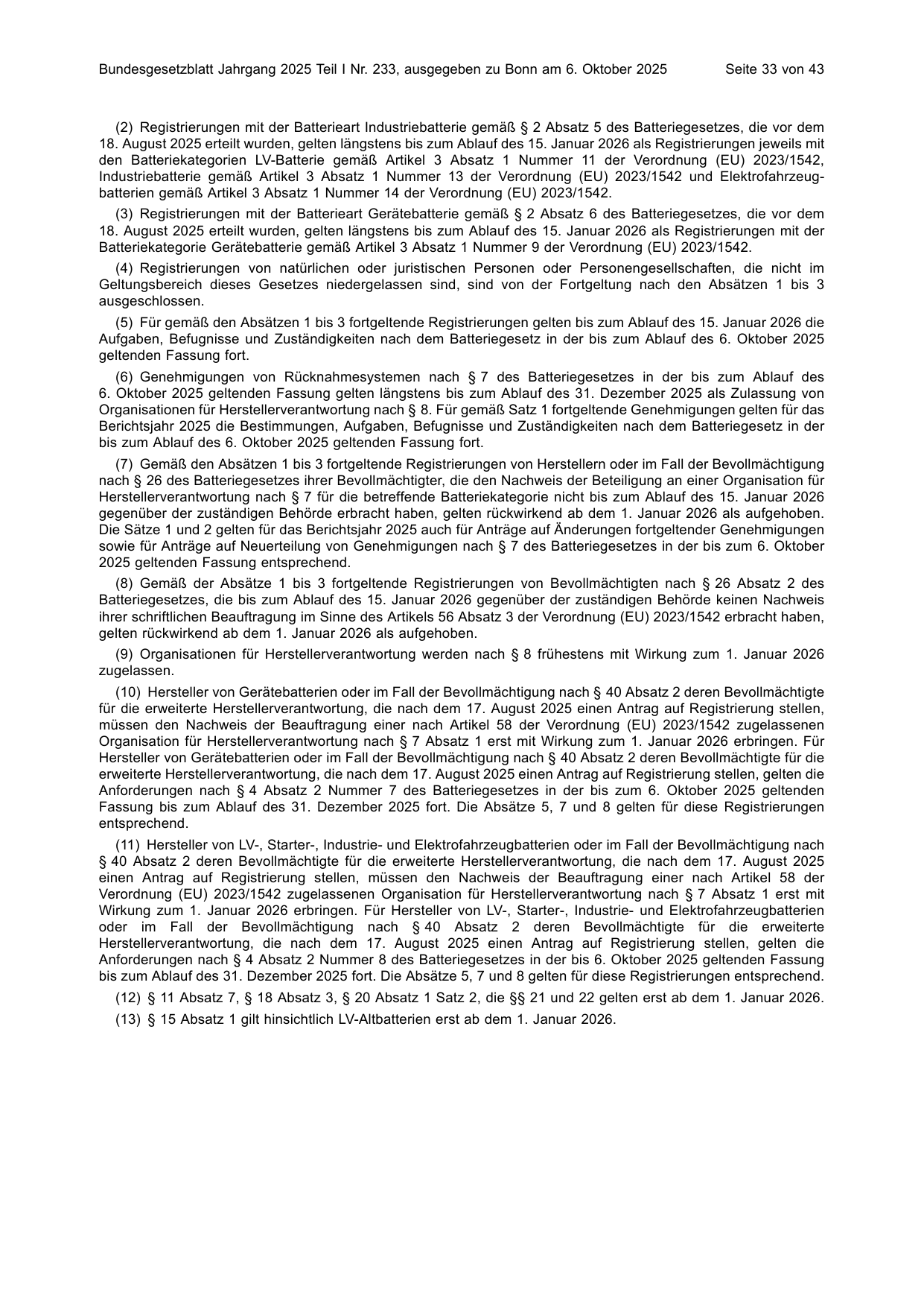 BGBl. 2025, Seite 33 — Originalseite als Abbildung