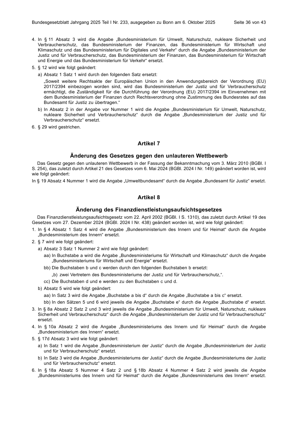 BGBl. 2025, Seite 36 — Originalseite als Abbildung