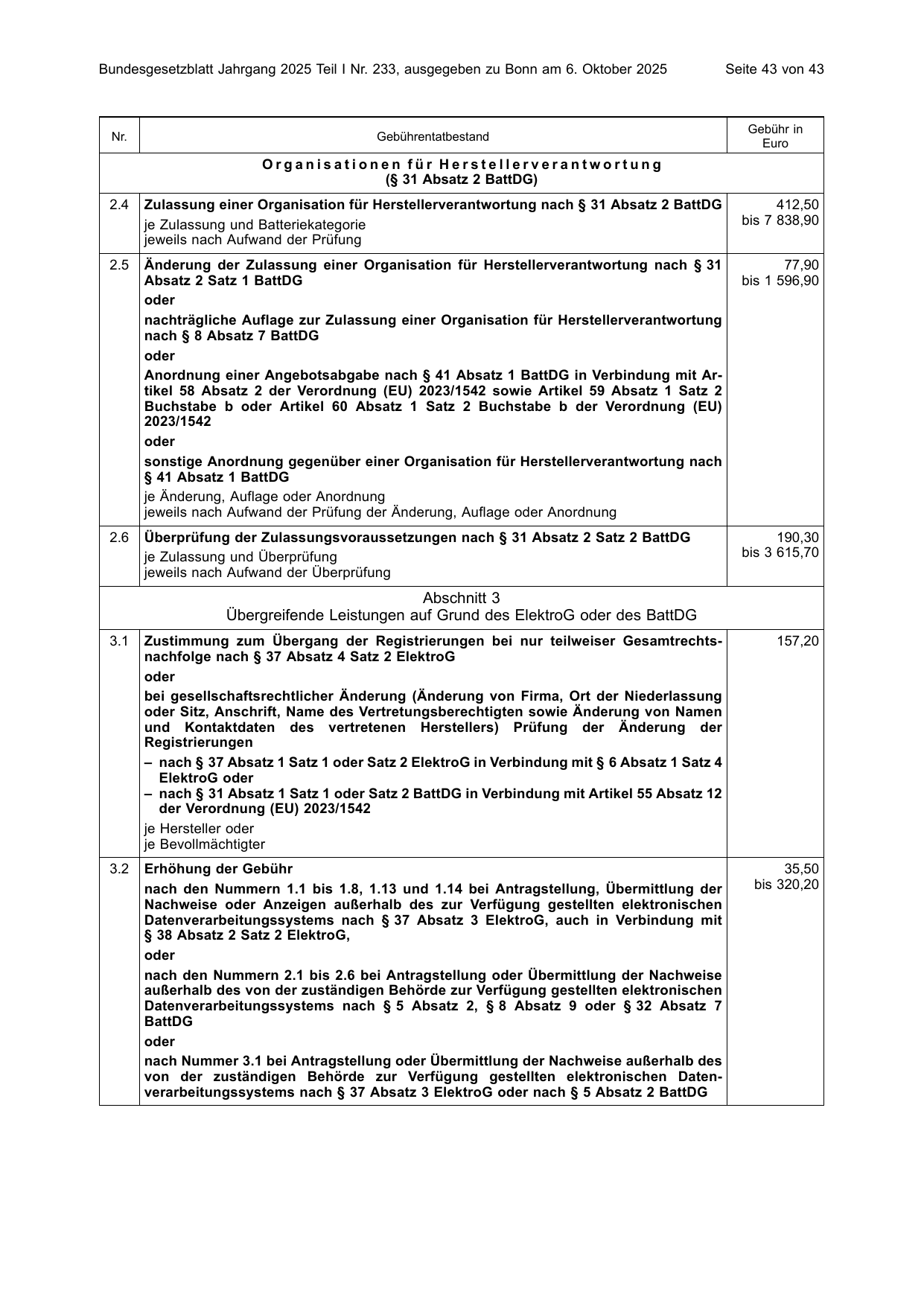 BGBl. 2025, Seite 43 — Originalseite als Abbildung