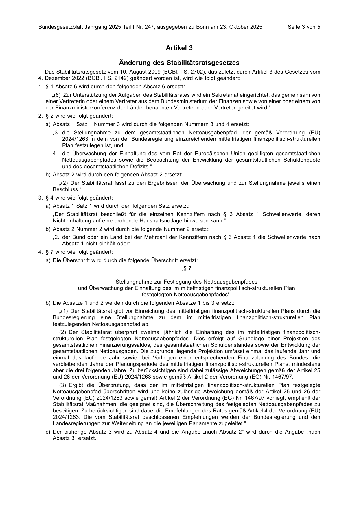 BGBl. 2025, Seite 3 — Originalseite als Abbildung