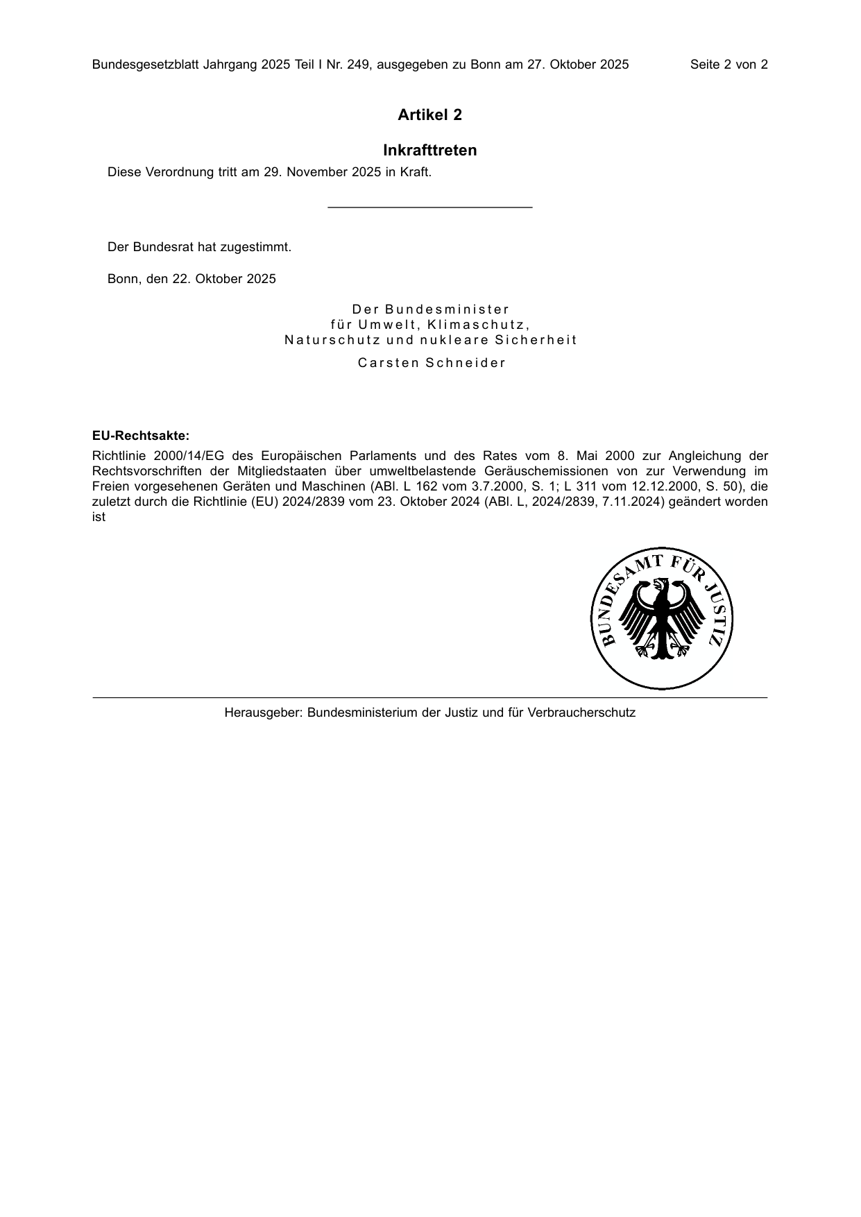 BGBl. 2025, Seite 2 — Originalseite als Abbildung