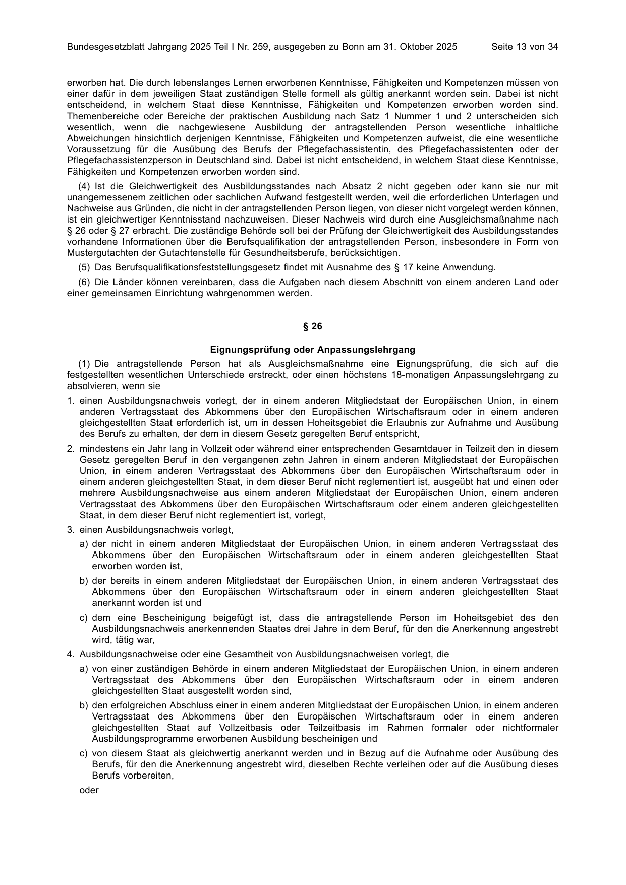 BGBl. 2025, Seite 13 — Originalseite als Abbildung