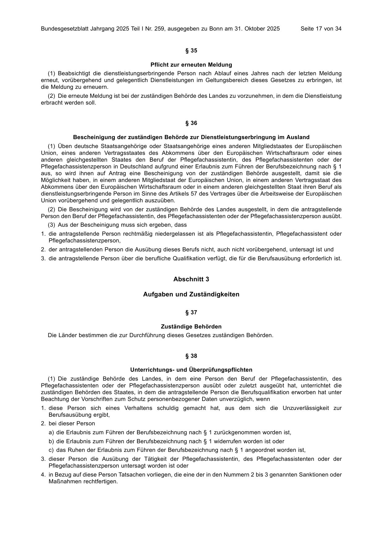 BGBl. 2025, Seite 17 — Originalseite als Abbildung