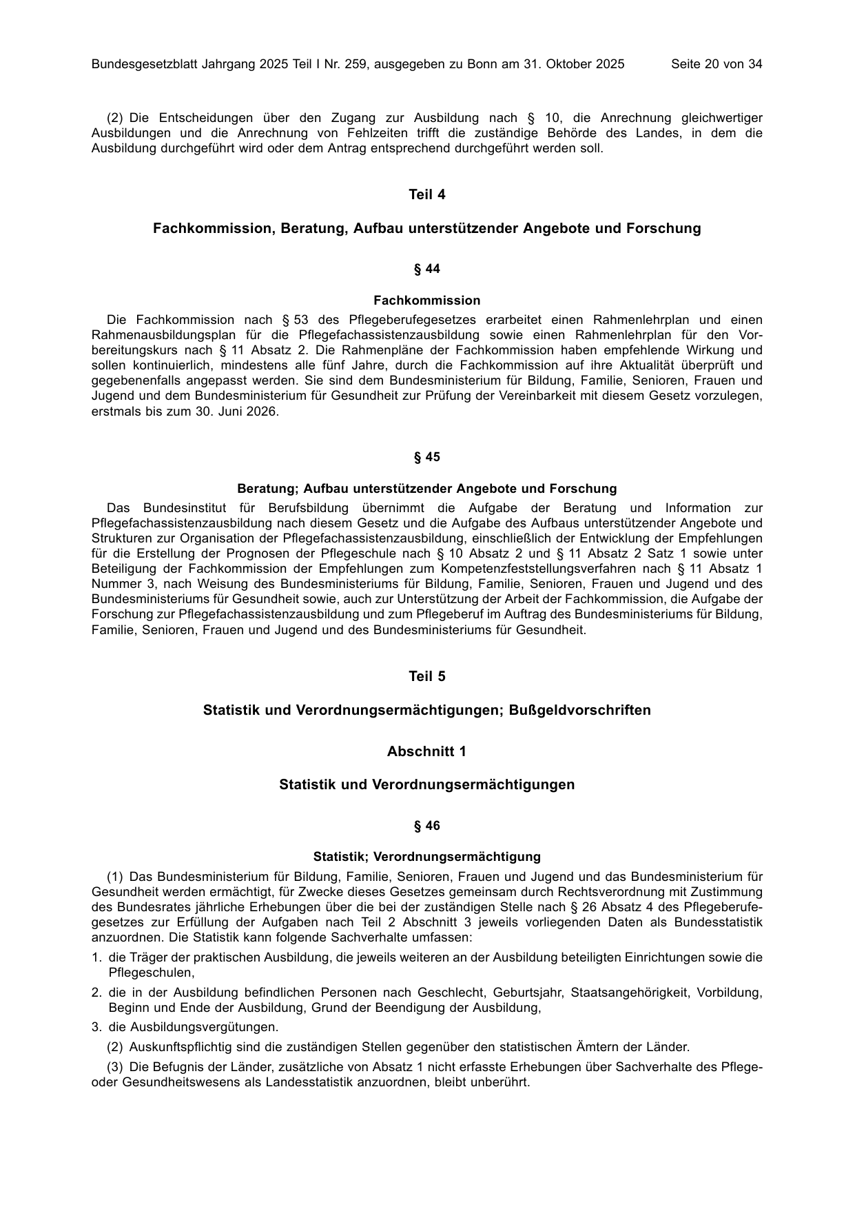BGBl. 2025, Seite 20 — Originalseite als Abbildung