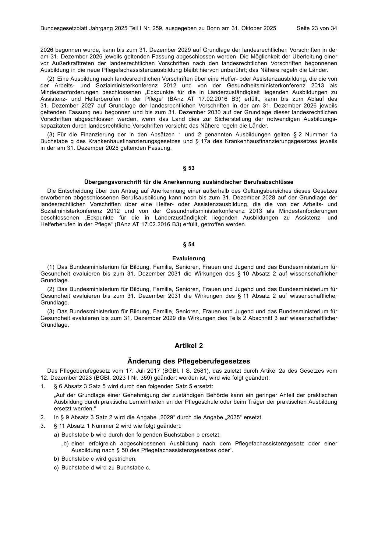 BGBl. 2025, Seite 23 — Originalseite als Abbildung