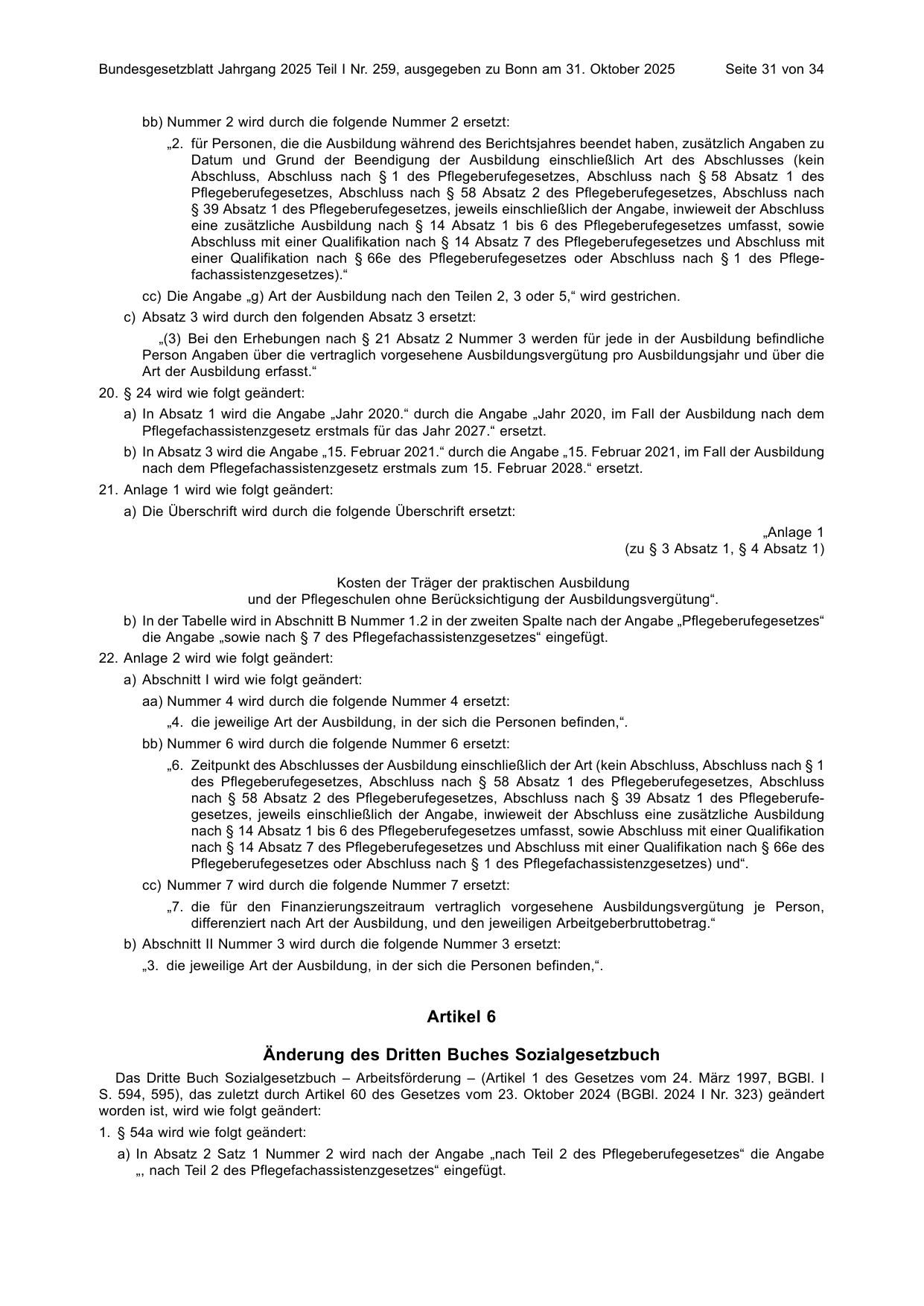 BGBl. 2025, Seite 31 — Originalseite als Abbildung