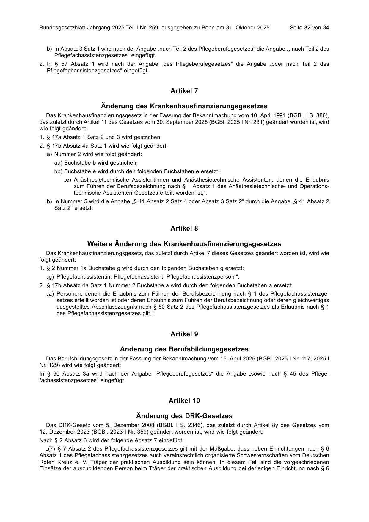BGBl. 2025, Seite 32 — Originalseite als Abbildung