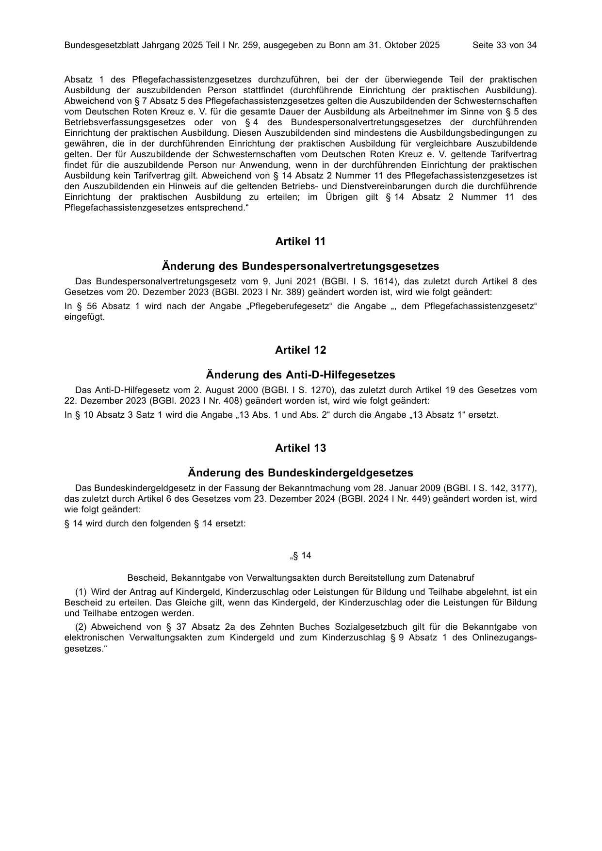 BGBl. 2025, Seite 33 — Originalseite als Abbildung