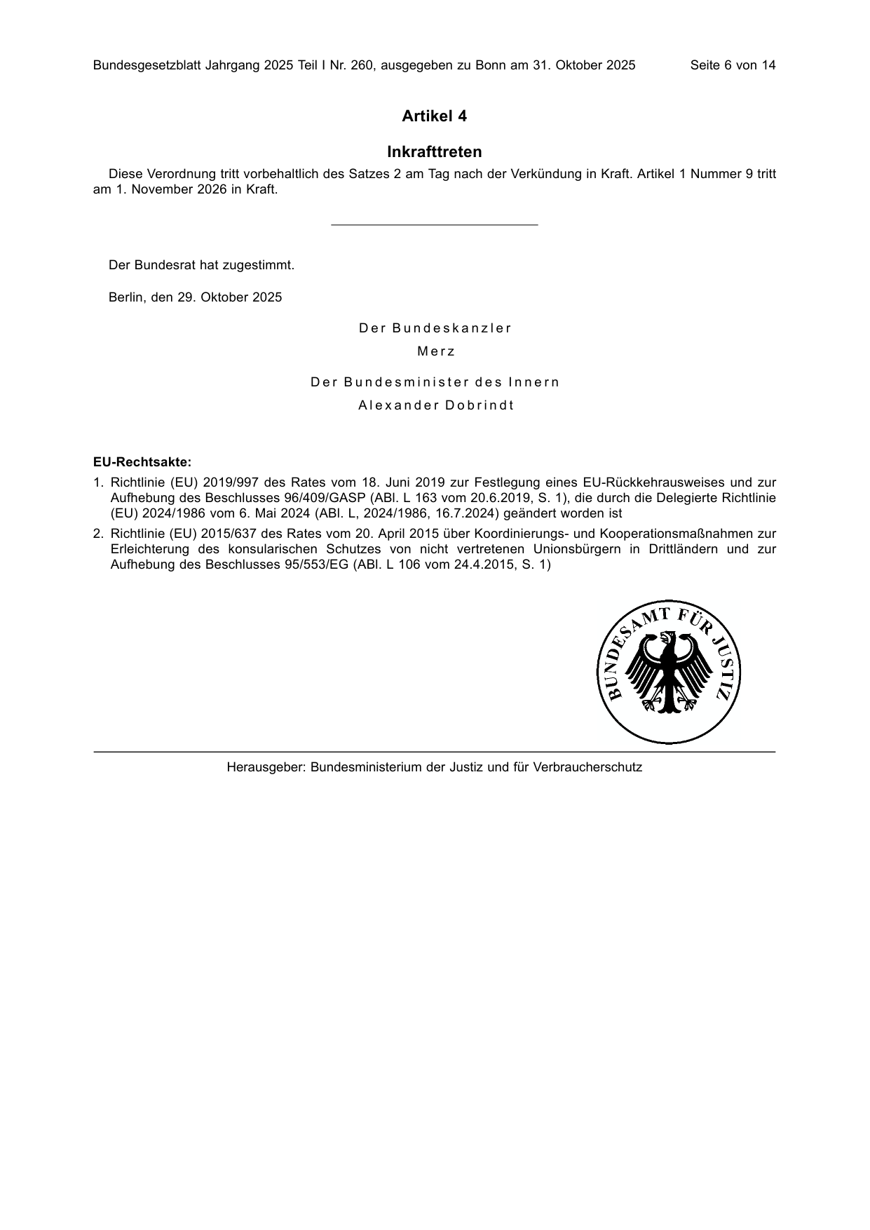 BGBl. 2025, Seite 6 — Originalseite als Abbildung