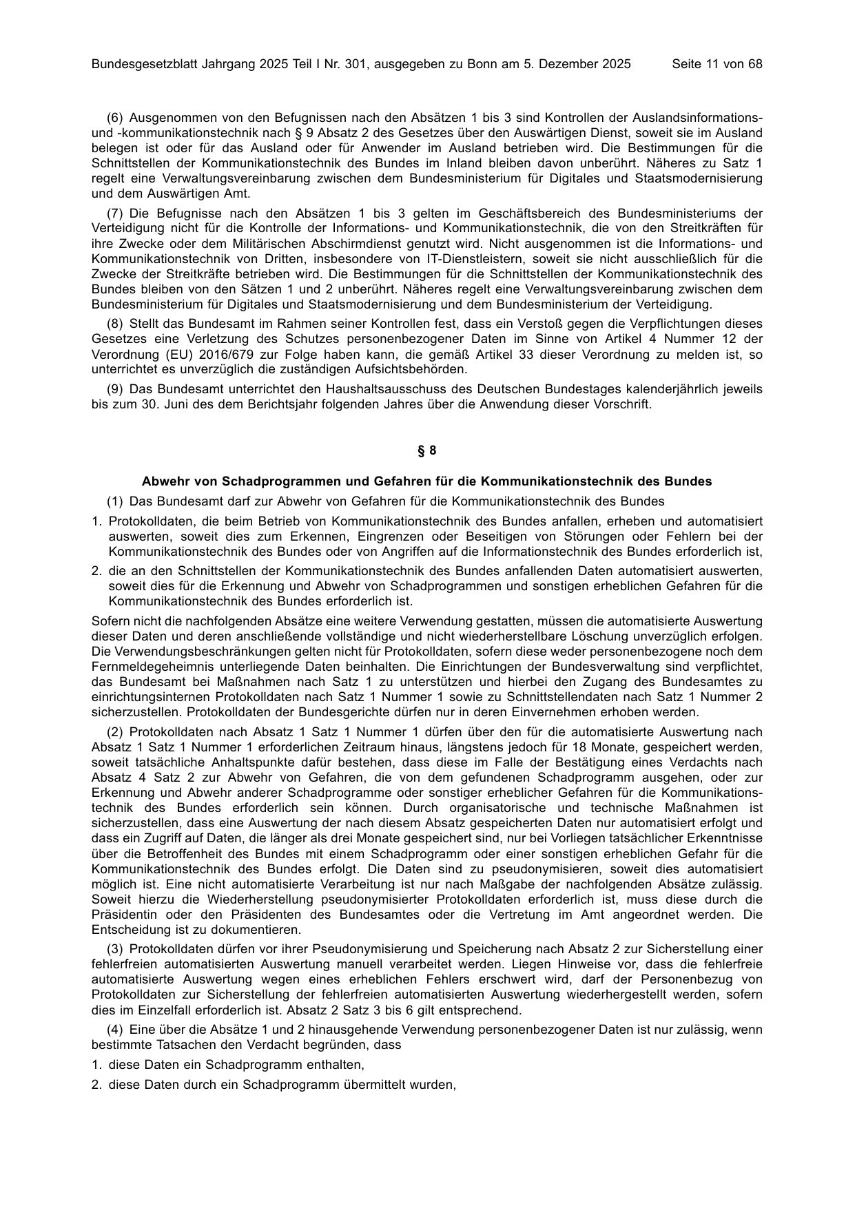 BGBl. 2025, Seite 11 — Originalseite als Abbildung