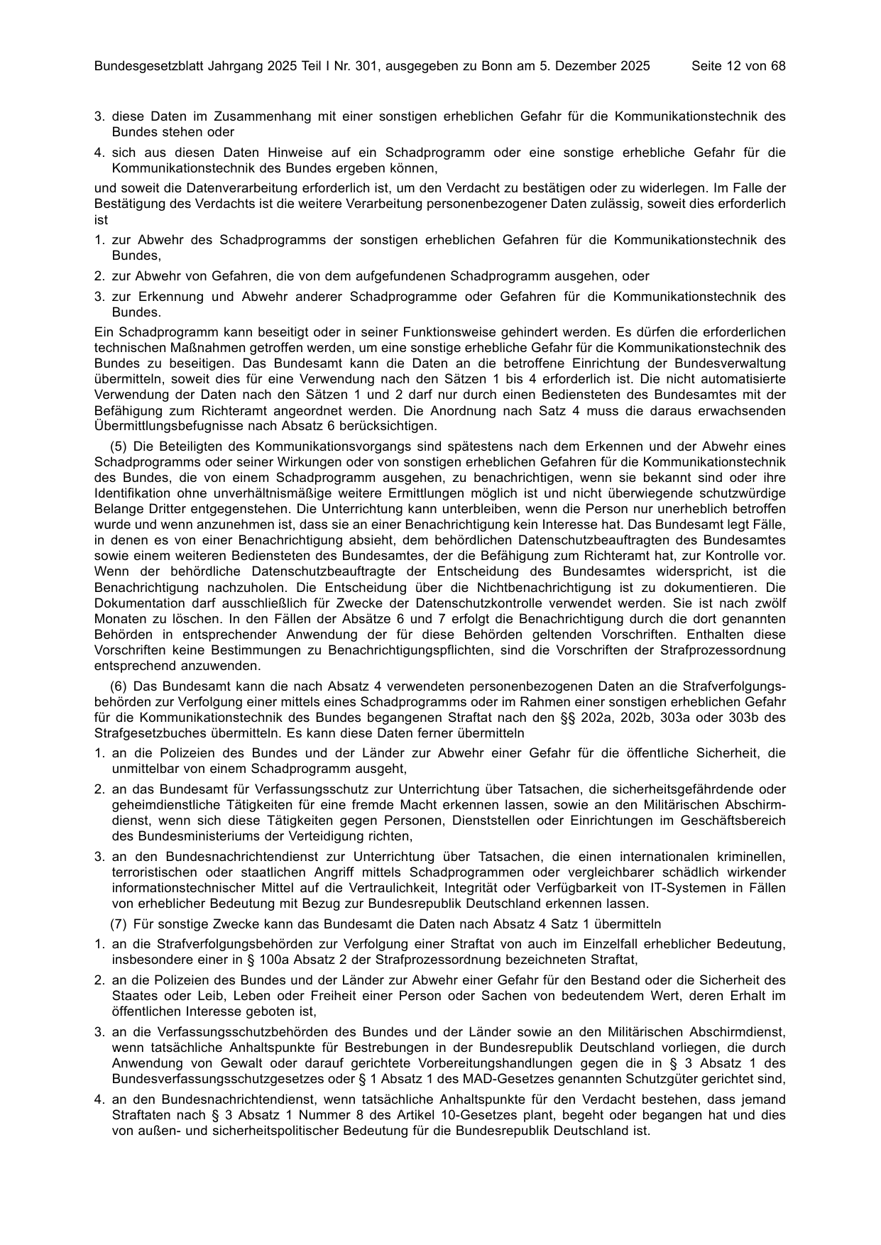 BGBl. 2025, Seite 12 — Originalseite als Abbildung