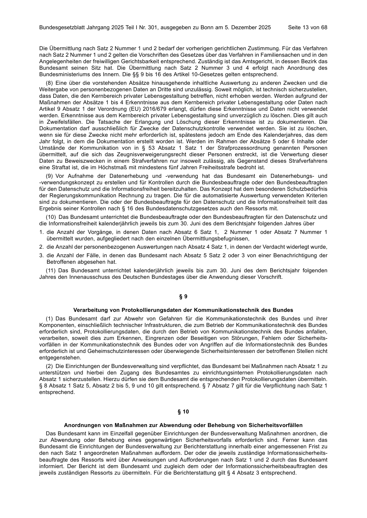 BGBl. 2025, Seite 13 — Originalseite als Abbildung