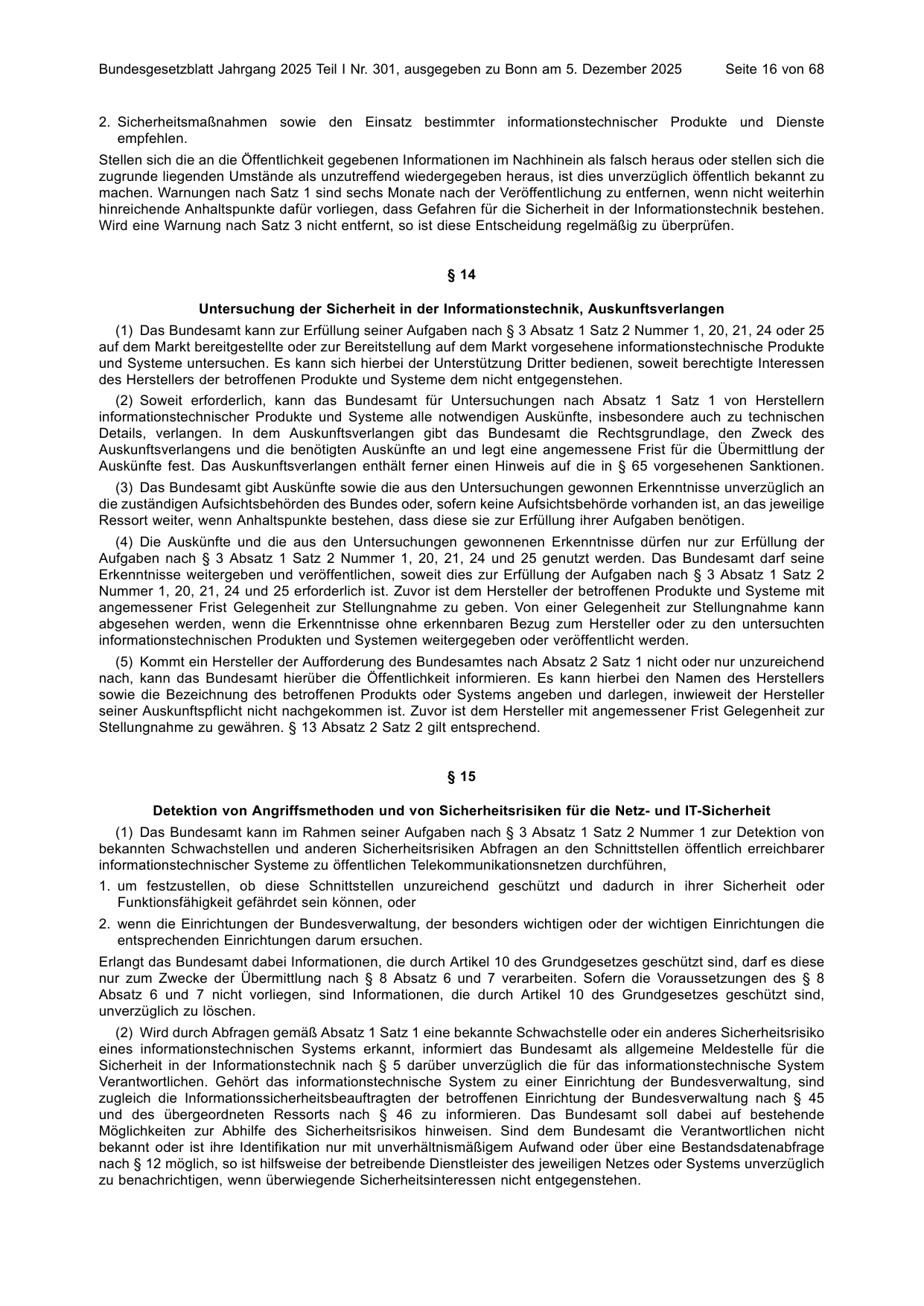 BGBl. 2025, Seite 16 — Originalseite als Abbildung