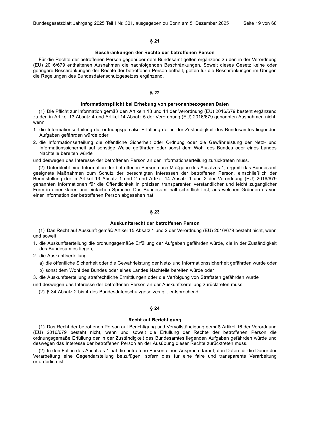 BGBl. 2025, Seite 19 — Originalseite als Abbildung