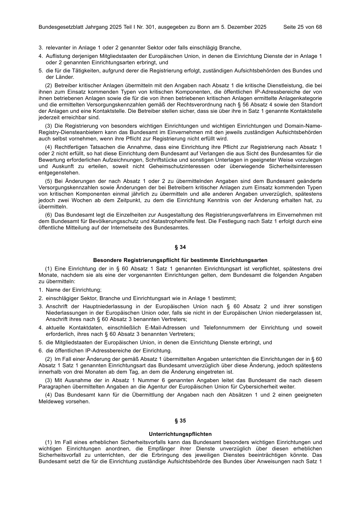 BGBl. 2025, Seite 25 — Originalseite als Abbildung