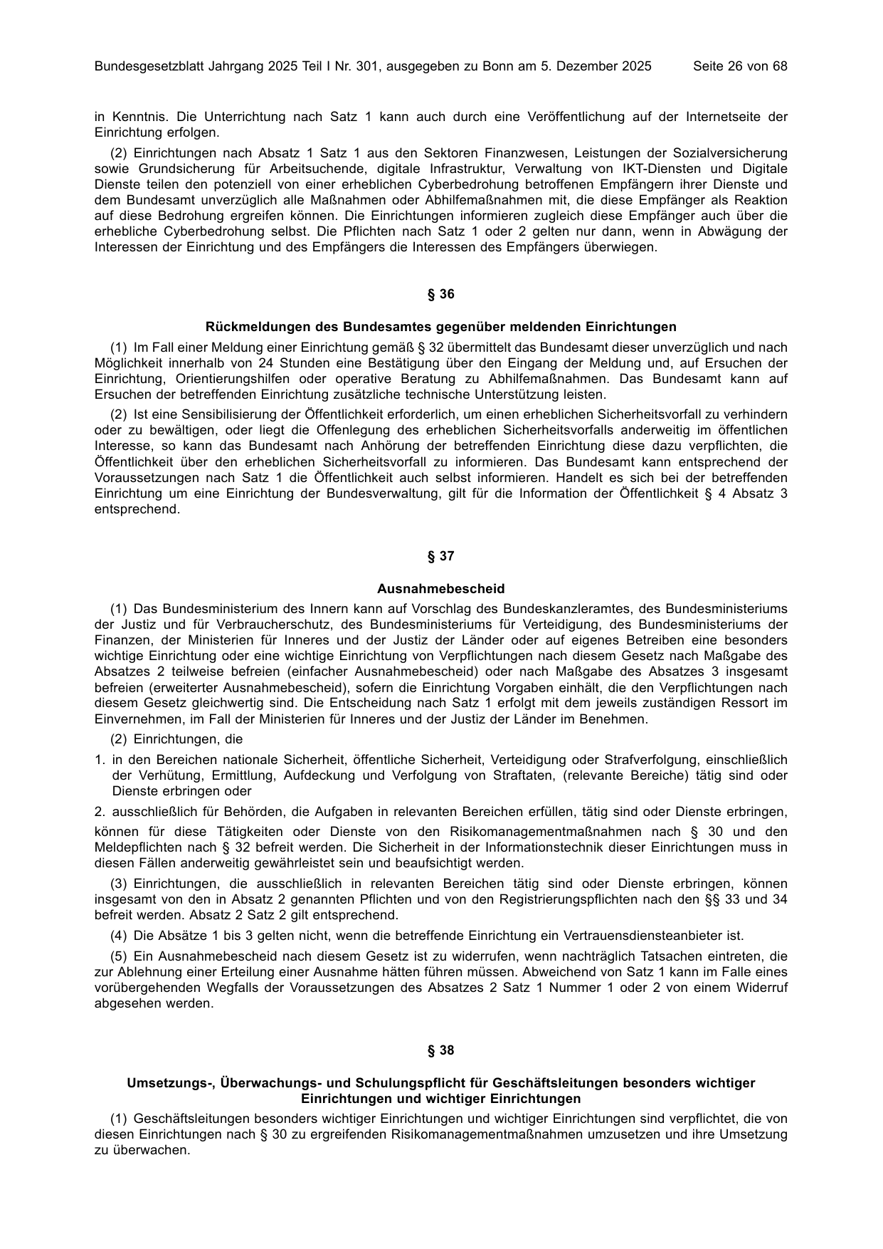 BGBl. 2025, Seite 26 — Originalseite als Abbildung