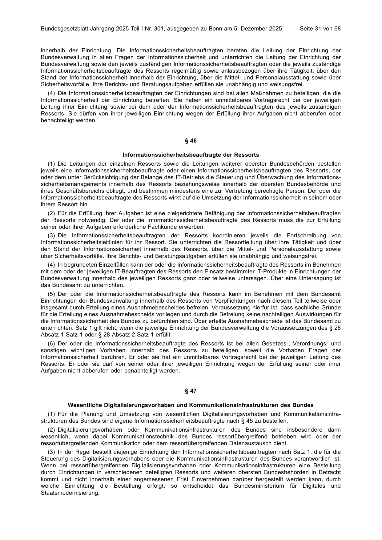 BGBl. 2025, Seite 31 — Originalseite als Abbildung