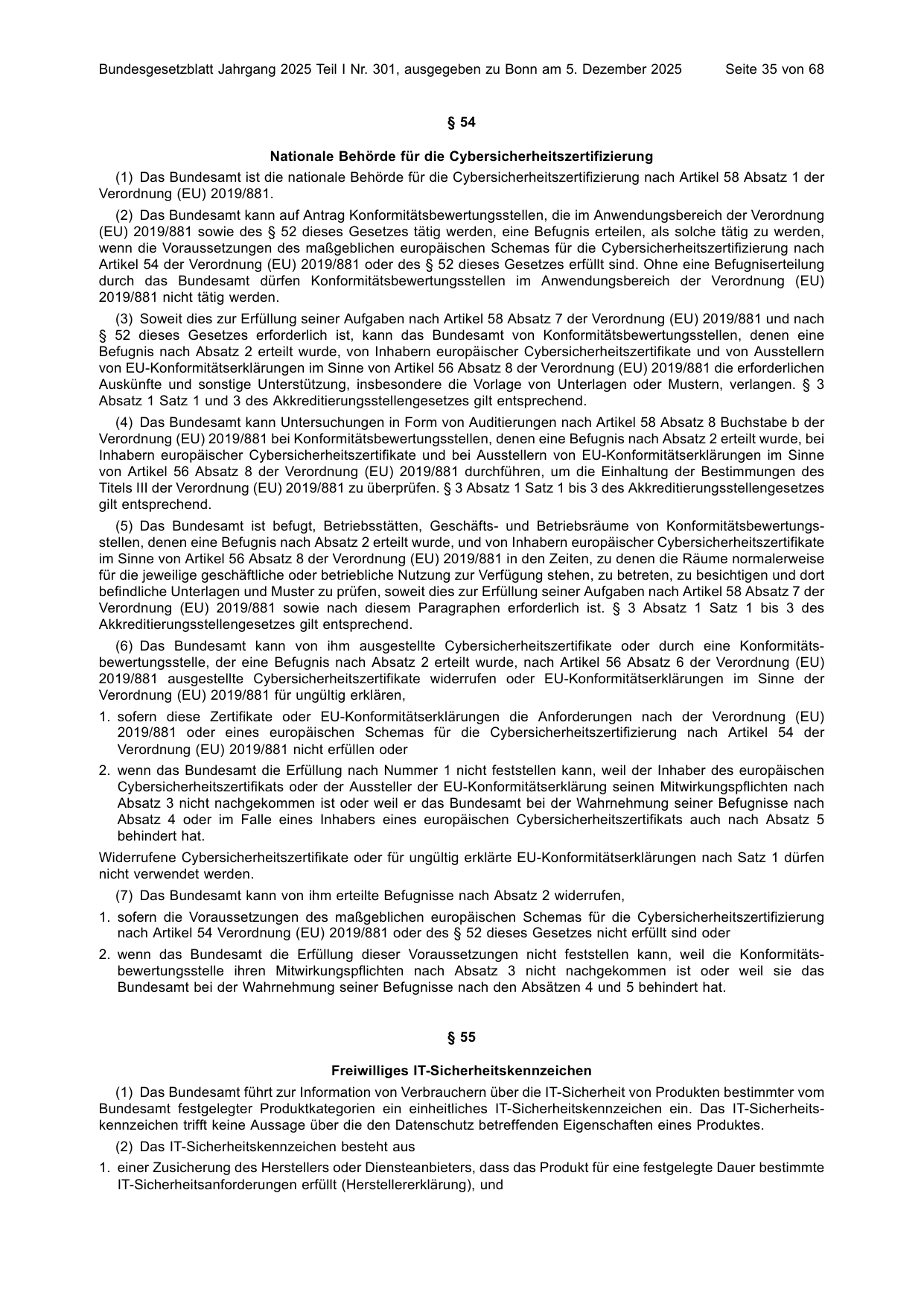 BGBl. 2025, Seite 35 — Originalseite als Abbildung