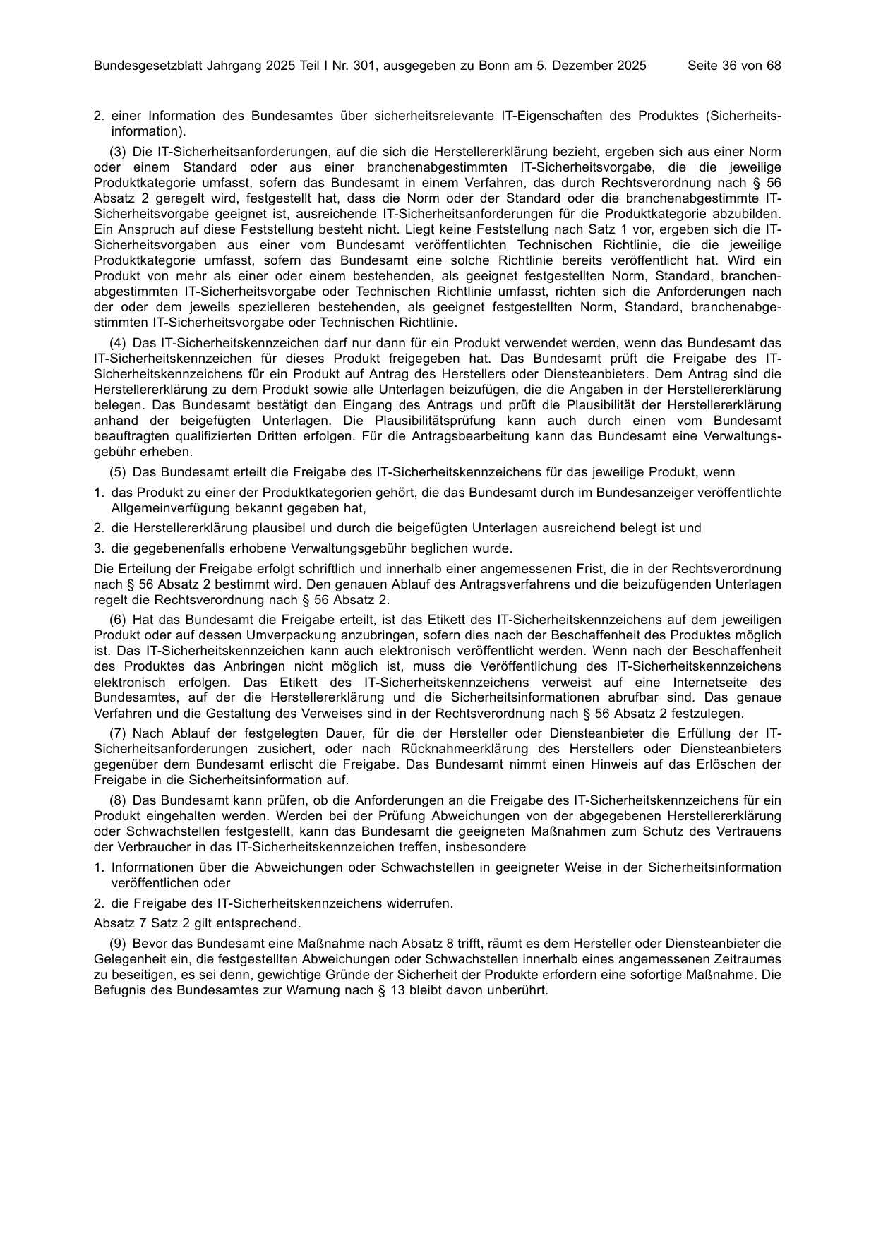 BGBl. 2025, Seite 36 — Originalseite als Abbildung