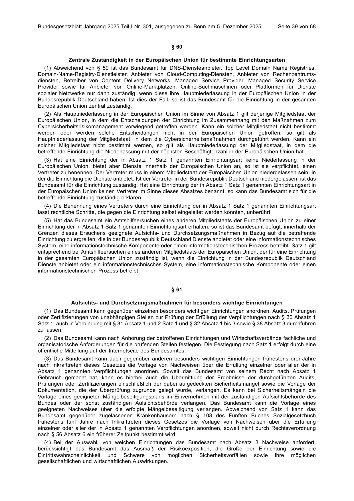 BGBl. 2025, Seite 39 — Originalseite als Abbildung