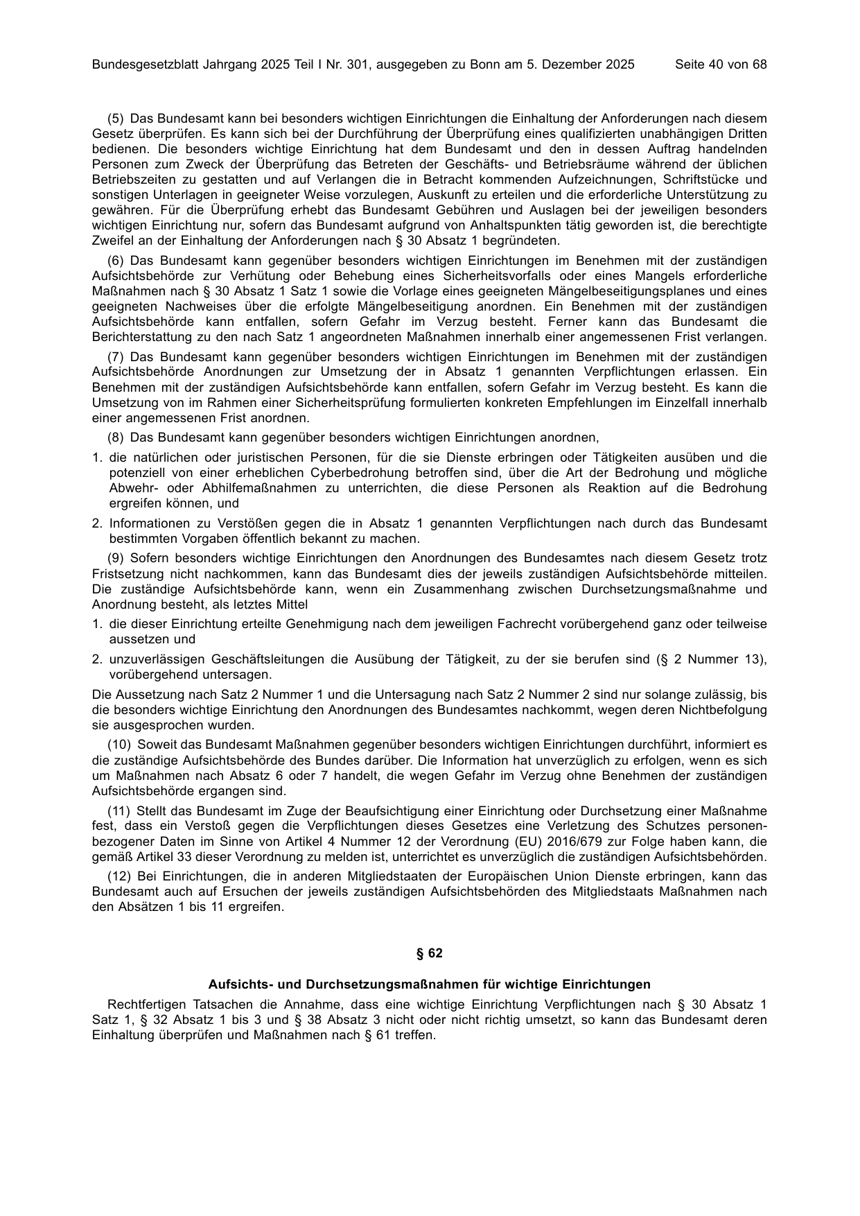 BGBl. 2025, Seite 40 — Originalseite als Abbildung