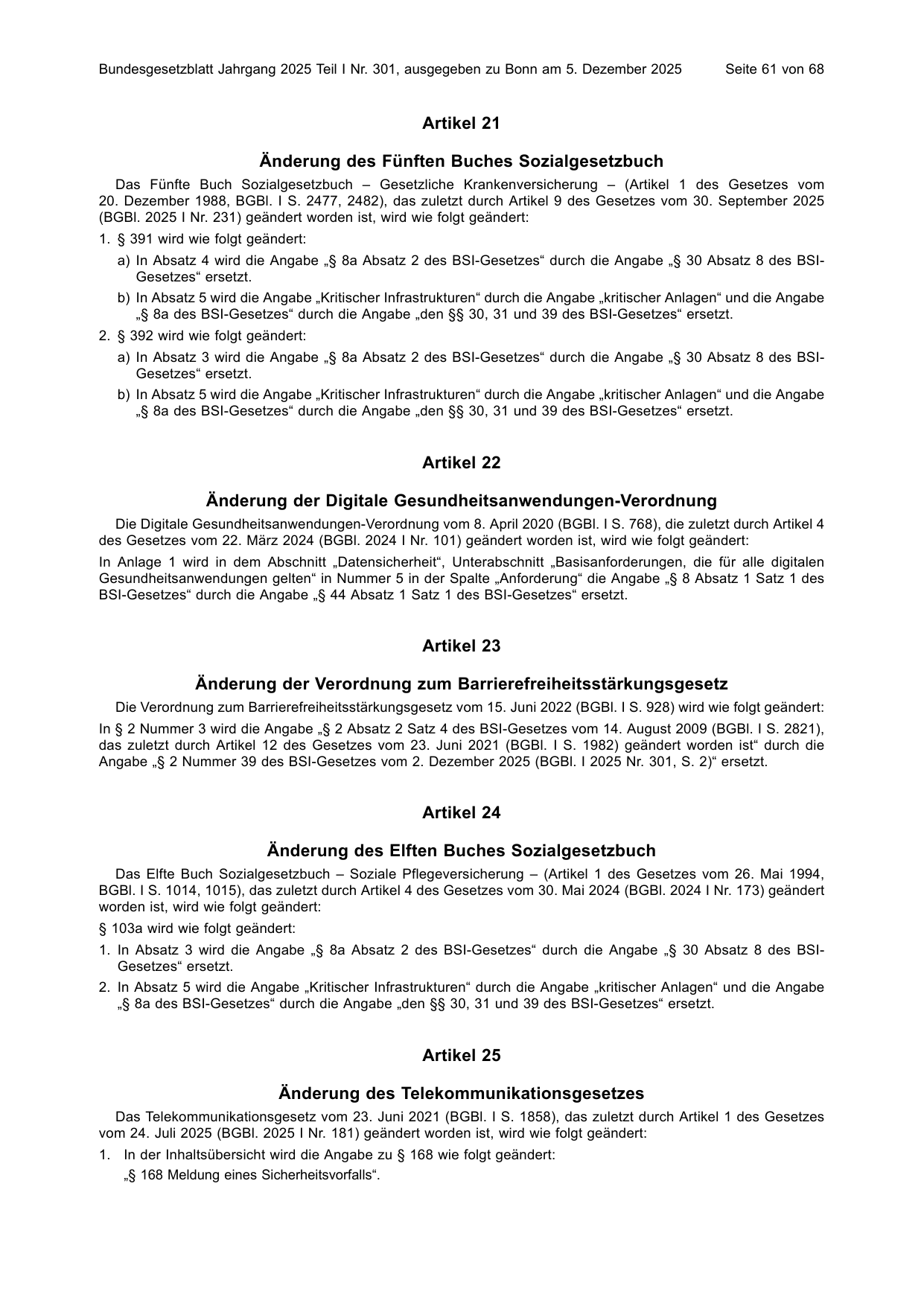 BGBl. 2025, Seite 61 — Originalseite als Abbildung