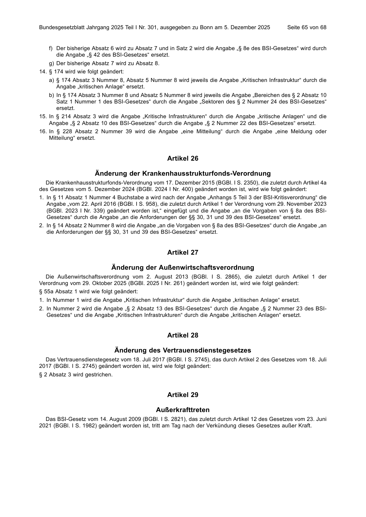 BGBl. 2025, Seite 65 — Originalseite als Abbildung