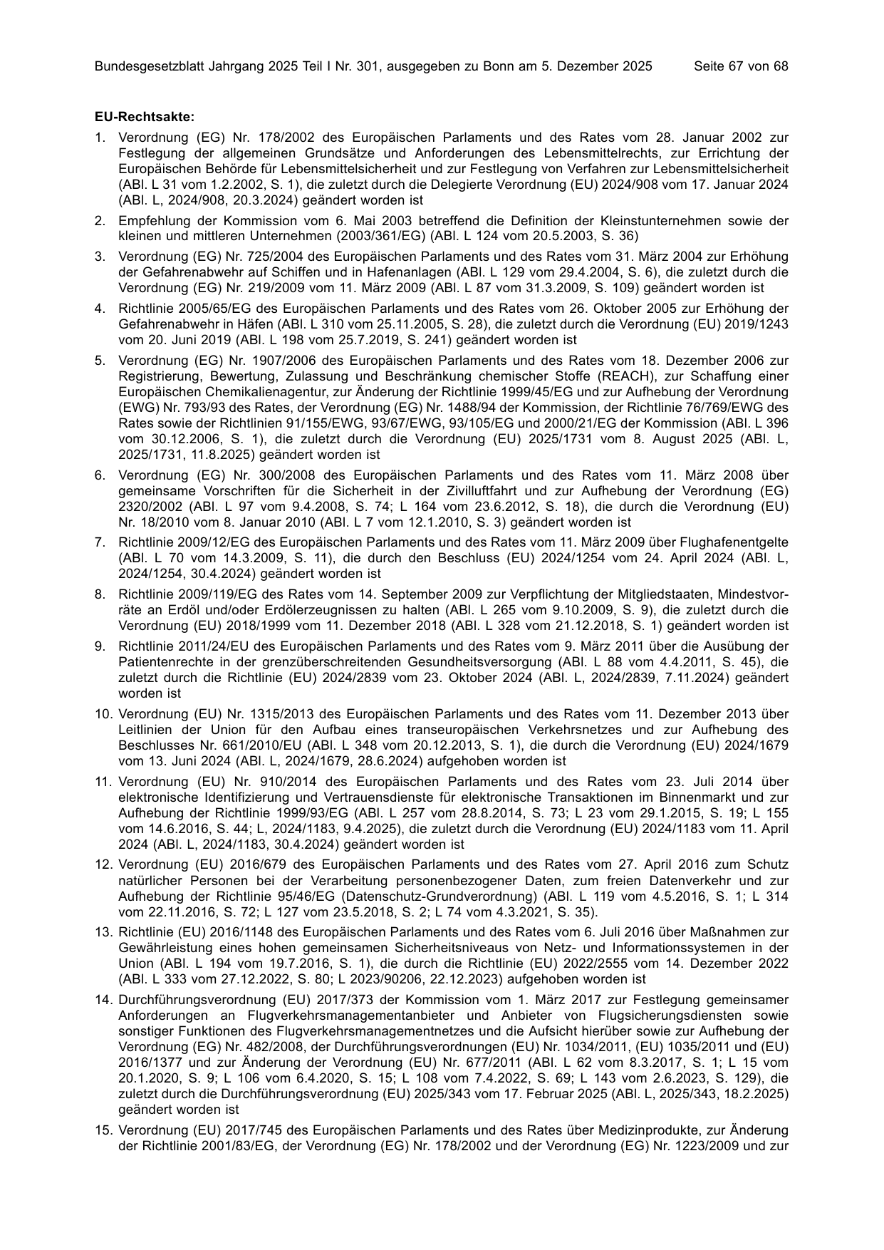 BGBl. 2025, Seite 67 — Originalseite als Abbildung