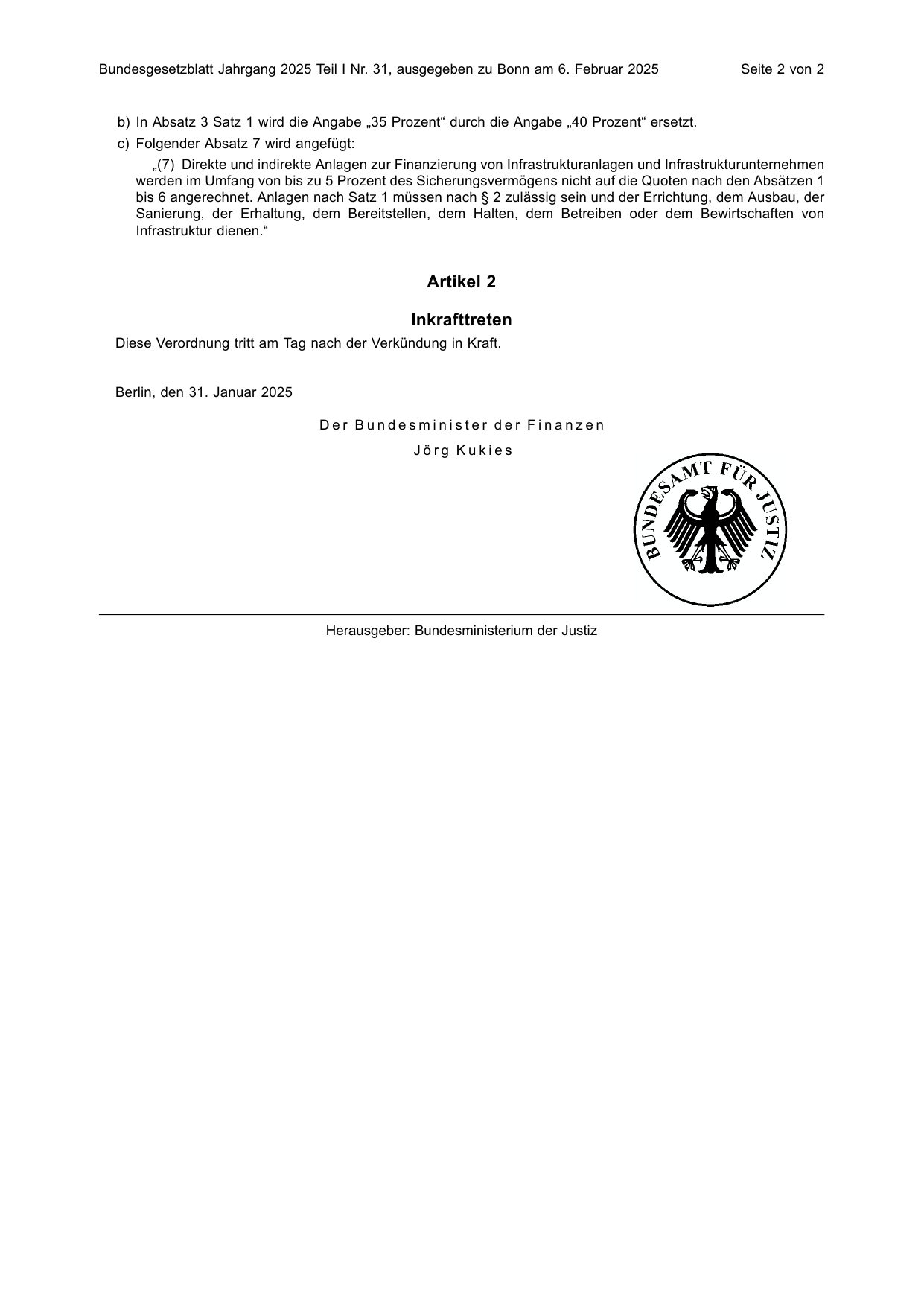 BGBl. 2025, Seite 2 — Originalseite als Abbildung