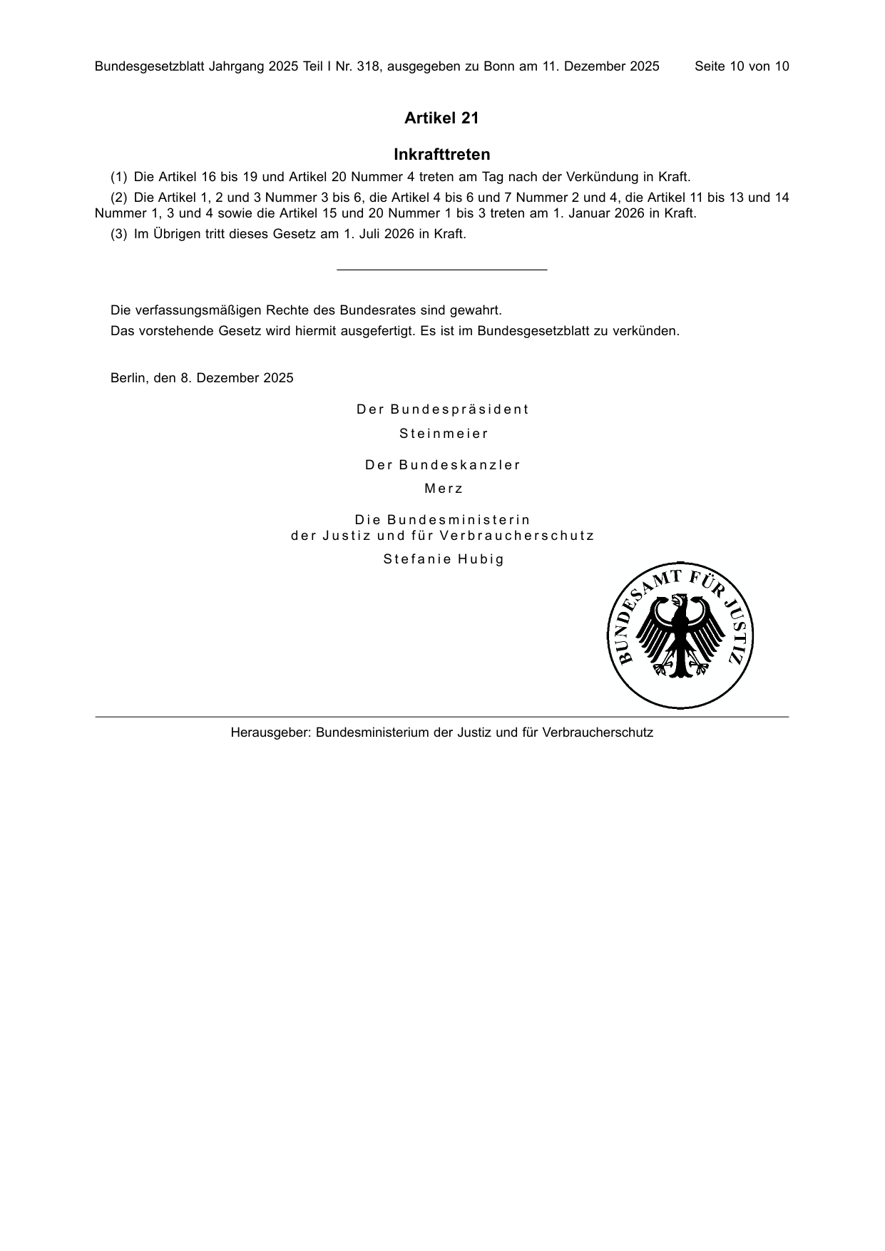 BGBl. 2025, Seite 10 — Originalseite als Abbildung