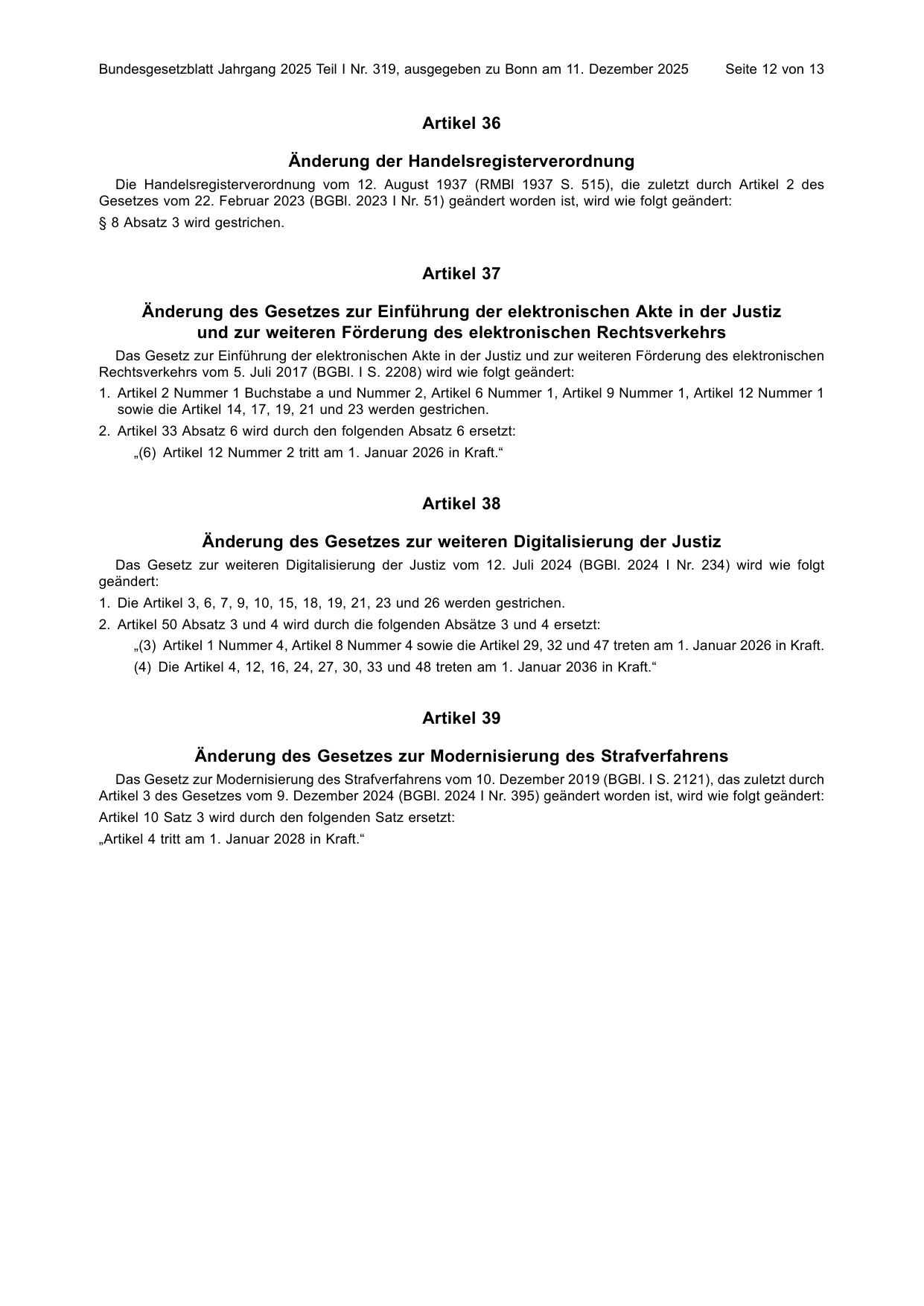 BGBl. 2025, Seite 12 — Originalseite als Abbildung