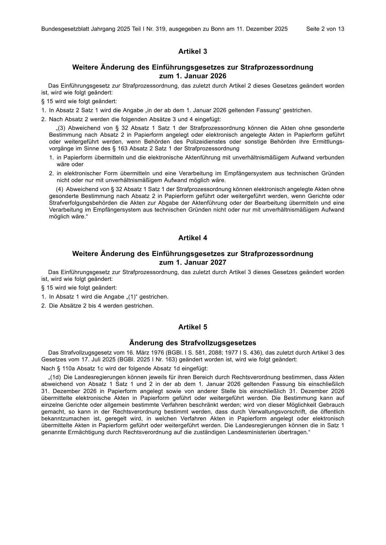 BGBl. 2025, Seite 2 — Originalseite als Abbildung